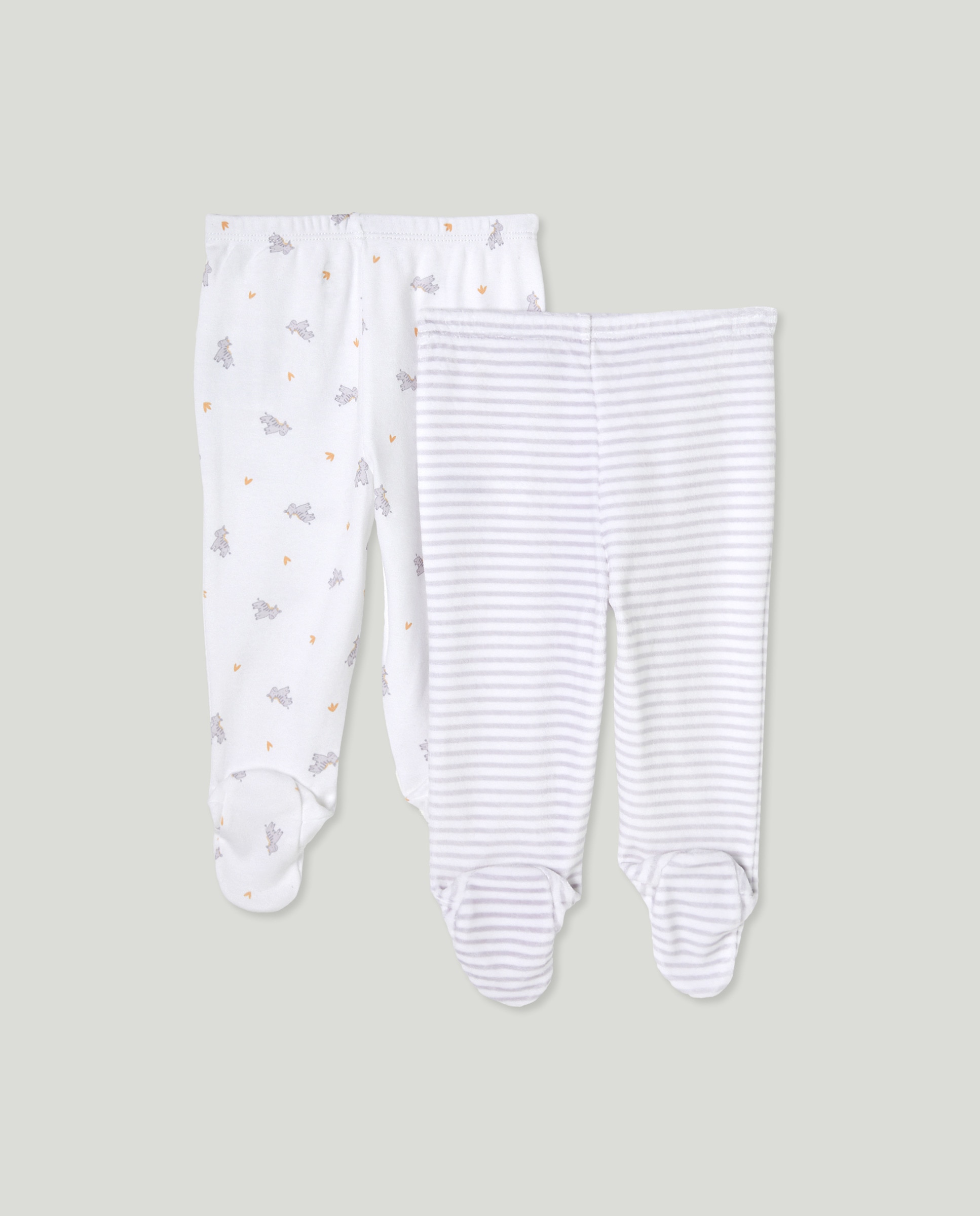 Pack de Duas Calças com Pés de Bebé Preto-2