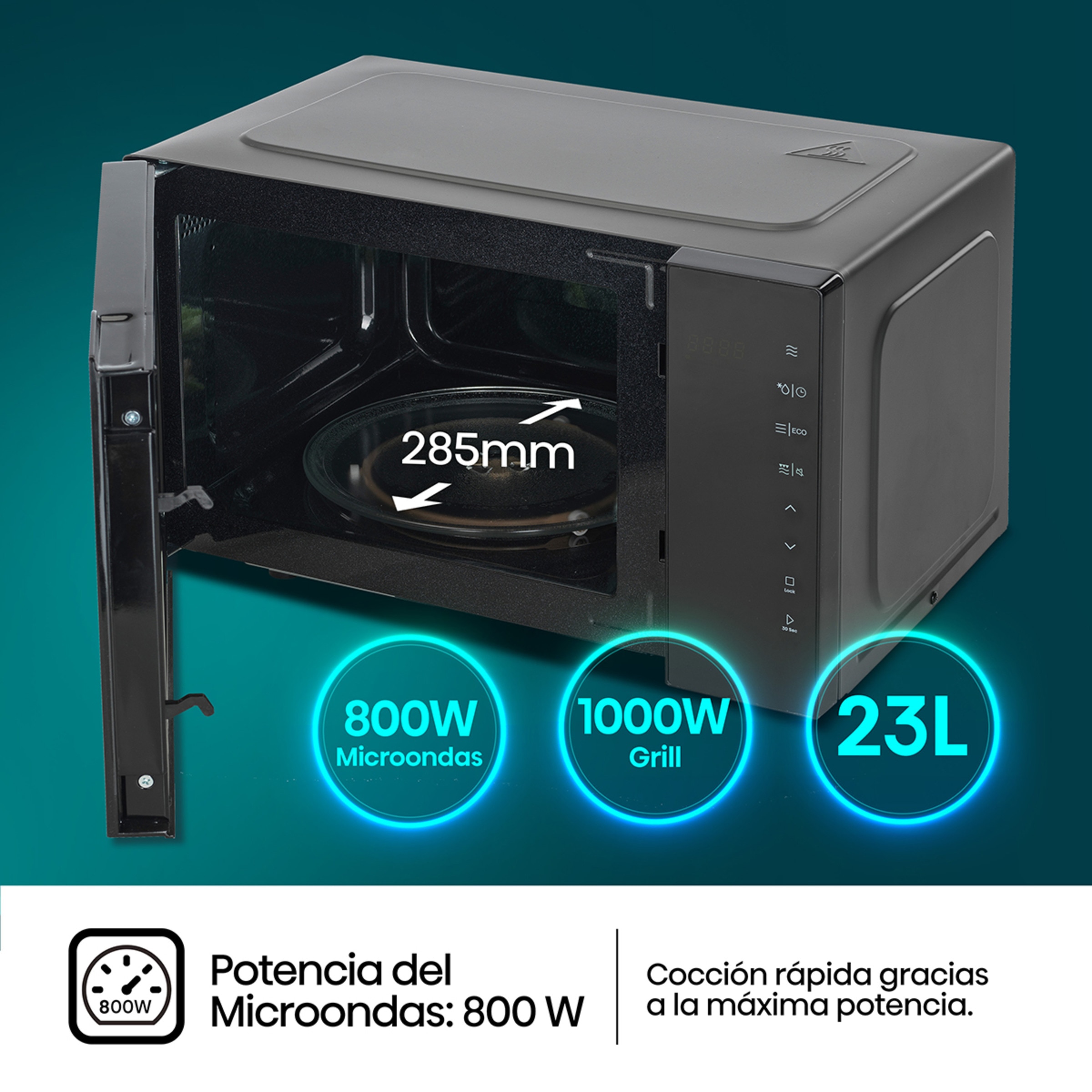 Microondas Hisense 23 litros y grill - H23MOBS5HG4 Negro-7