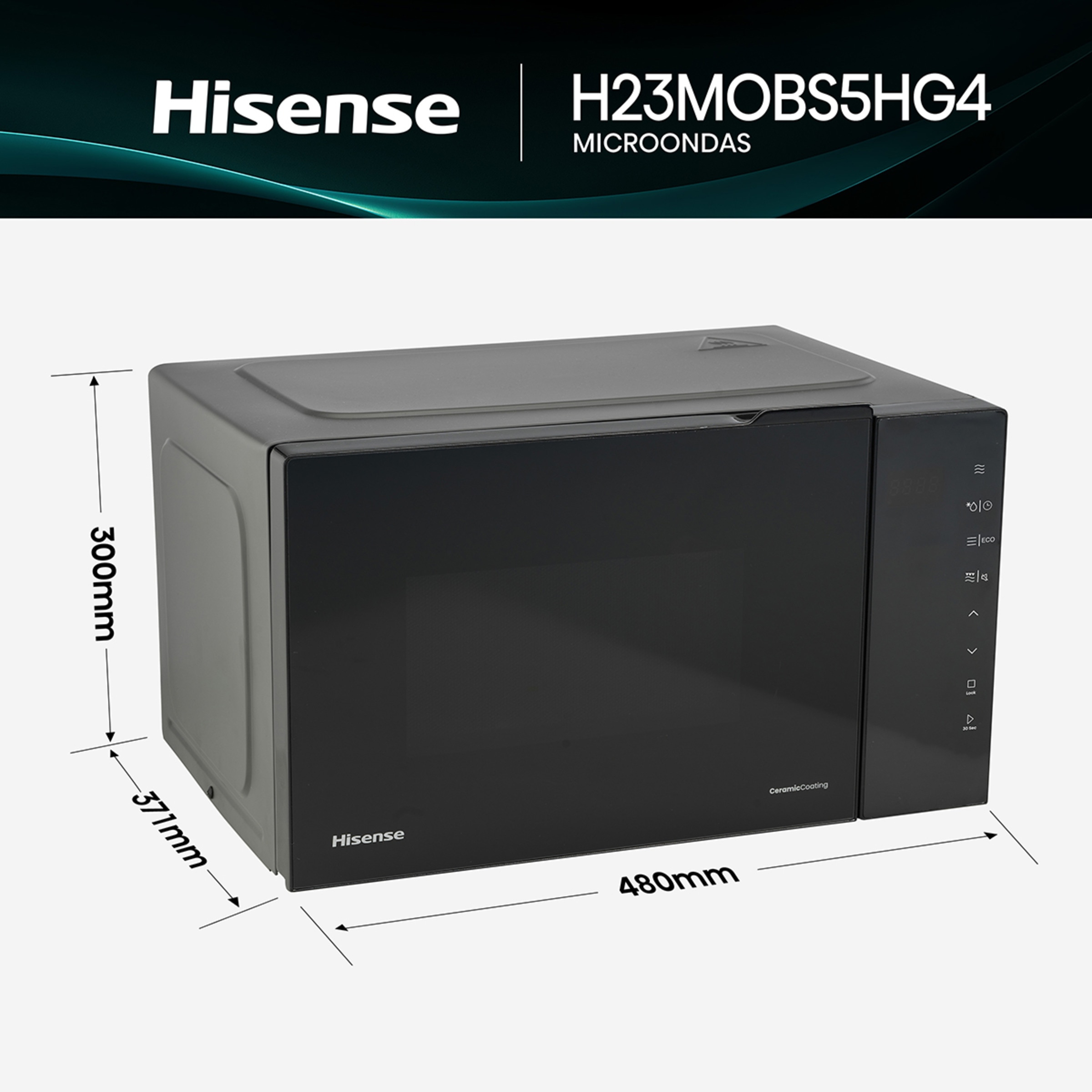 Microondas Hisense 23 litros y grill - H23MOBS5HG4 Negro-2