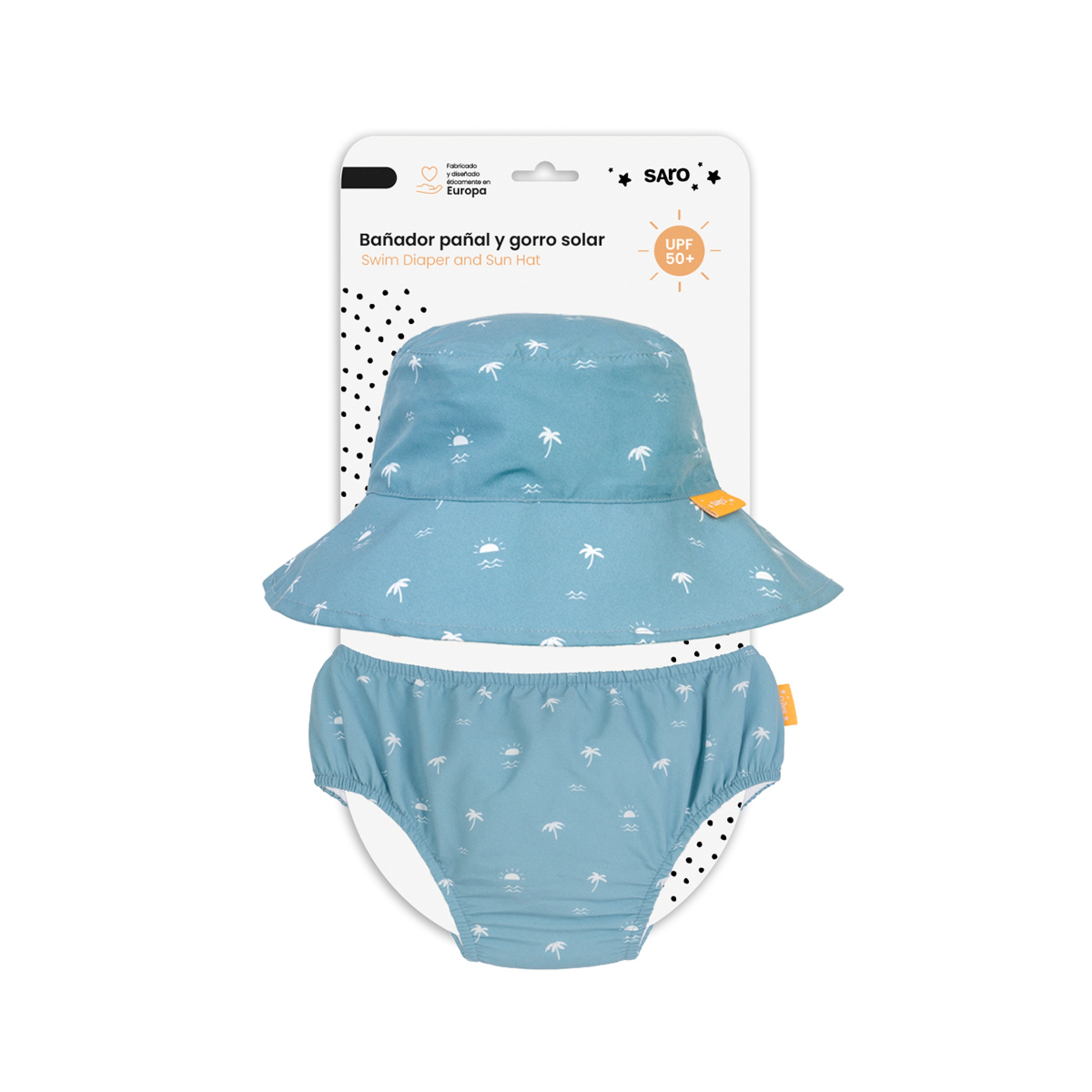 Set bañador pañal gorro upf 50 Saro colección Sea la Vie · Saro