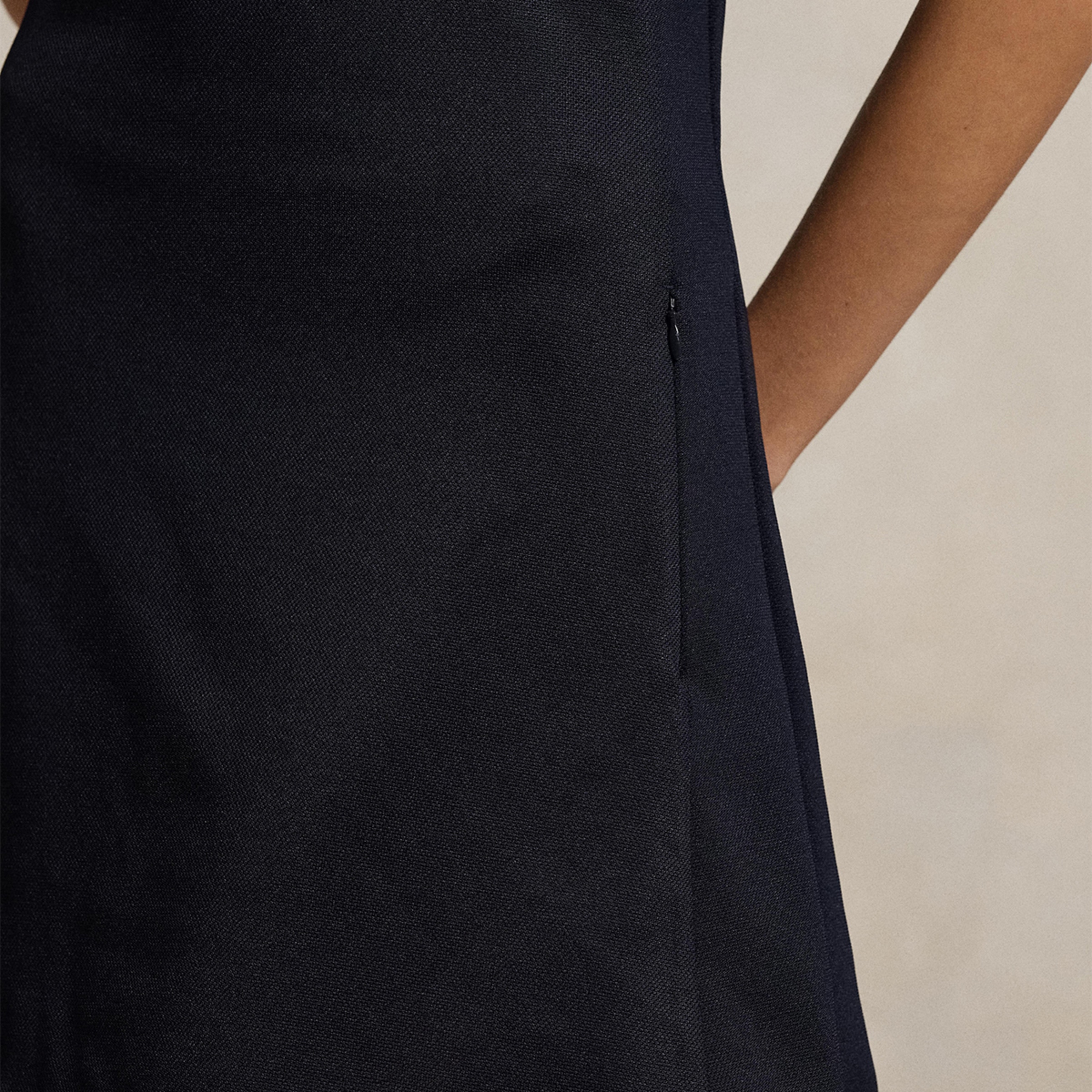 Vestido Estilo Polo de Malha com Decote em Bico Azul-marinho-3