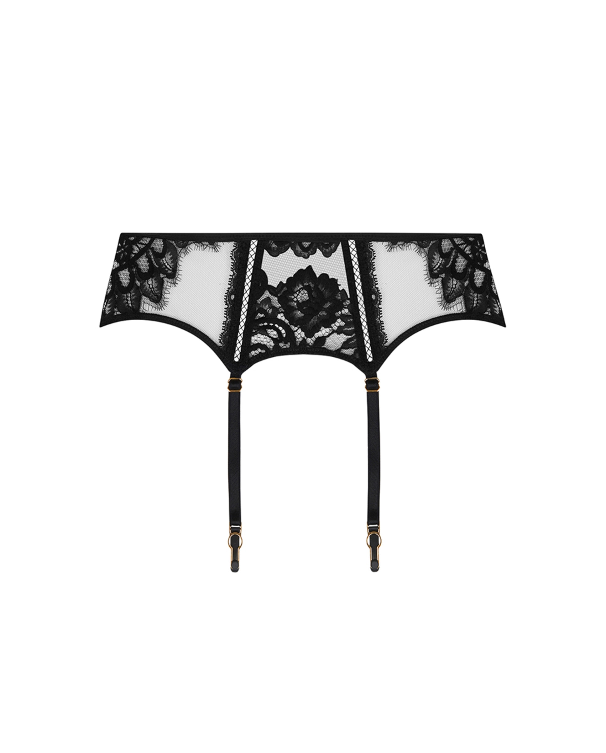 Cinto de Ligas com Rendas e Bordados Preto-1