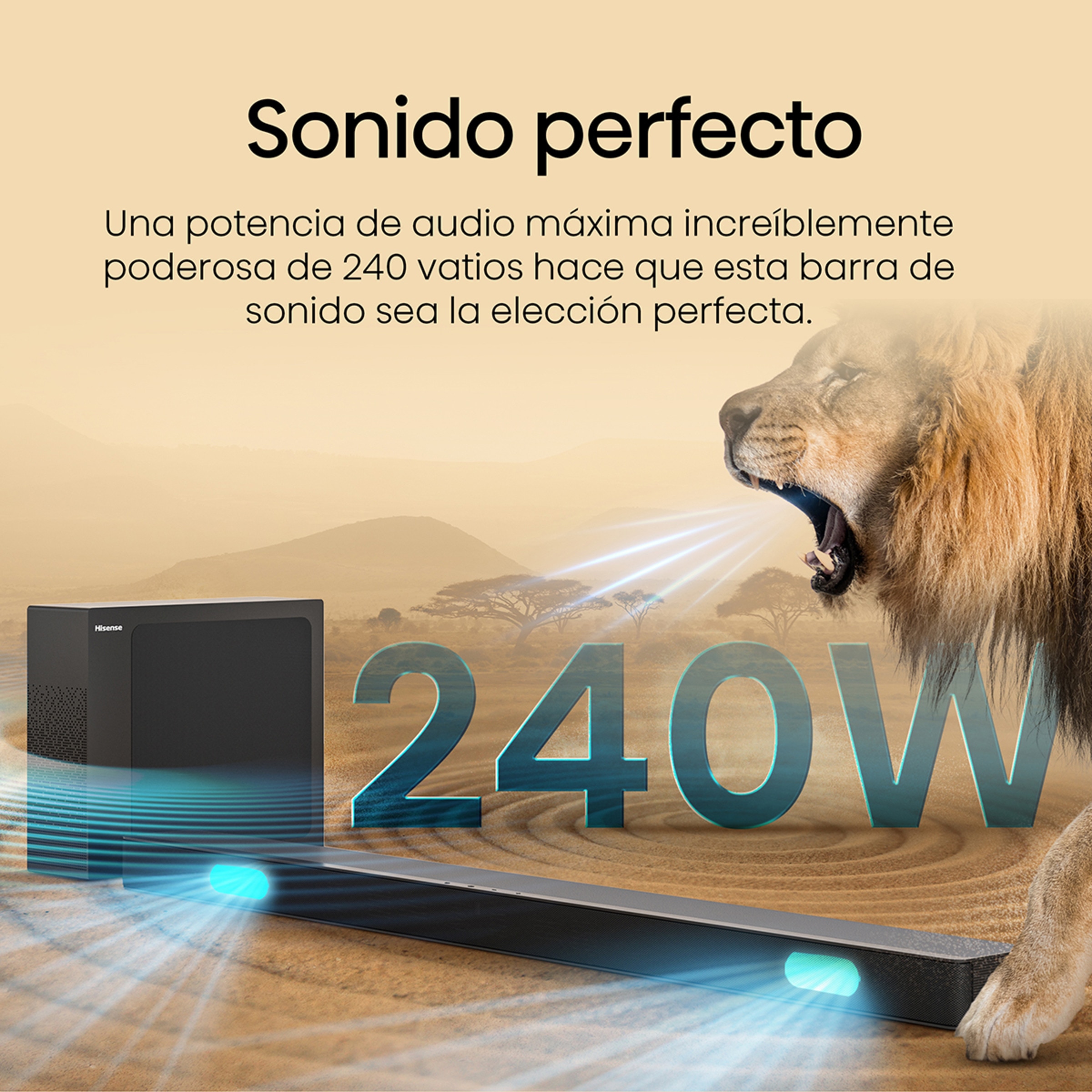 Barra de sonido Hisense HS2100 2.1 240W, Dolby Audio, subwoofer inalámbrico Negro-5