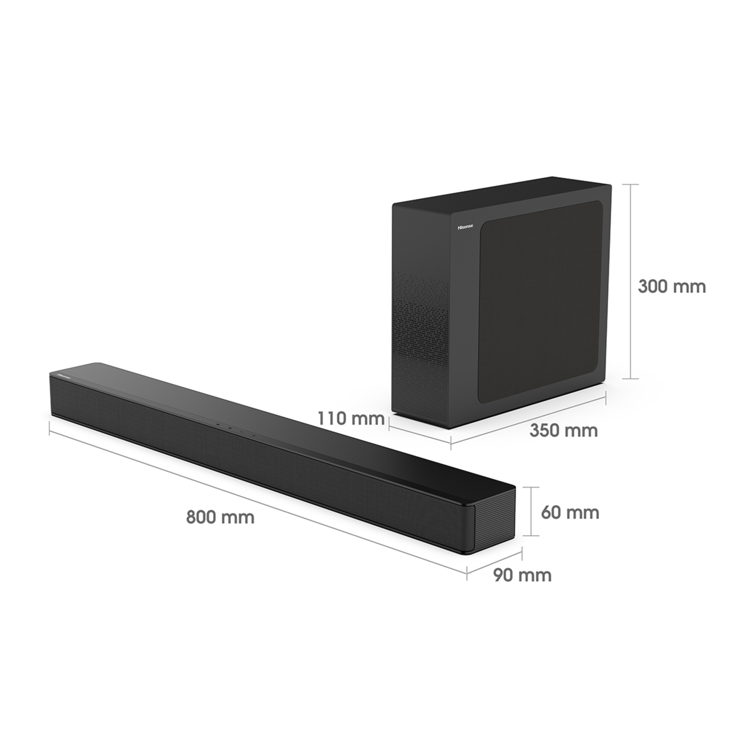 Barra de sonido Hisense HS2100 2.1 240W, Dolby Audio, subwoofer inalámbrico Negro-3
