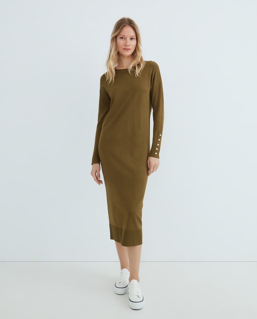 Imagen 0 de Vestido de mujer de punto midi manga larga