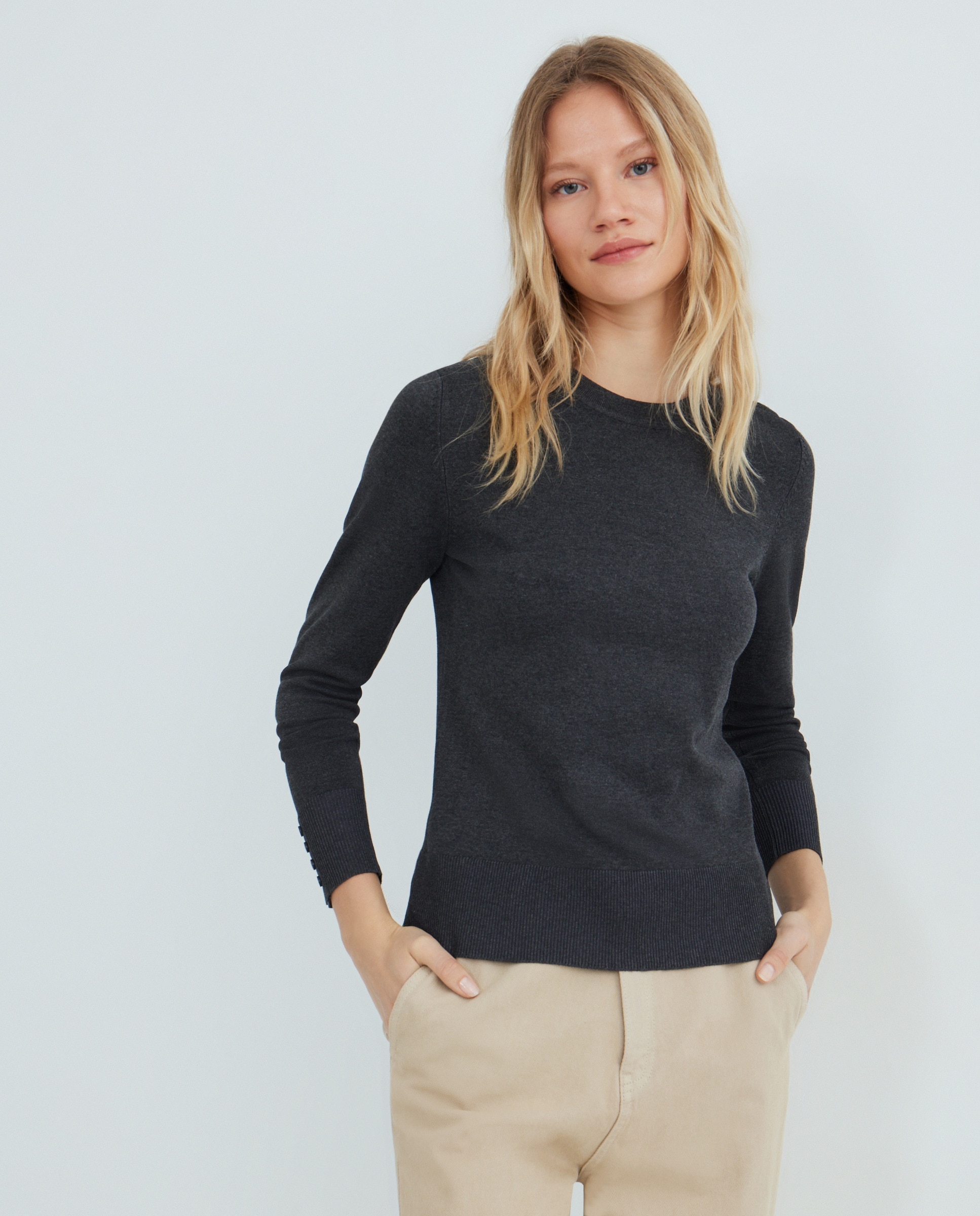 Jersey de mujer básico cuello caja 830 Antracita-2