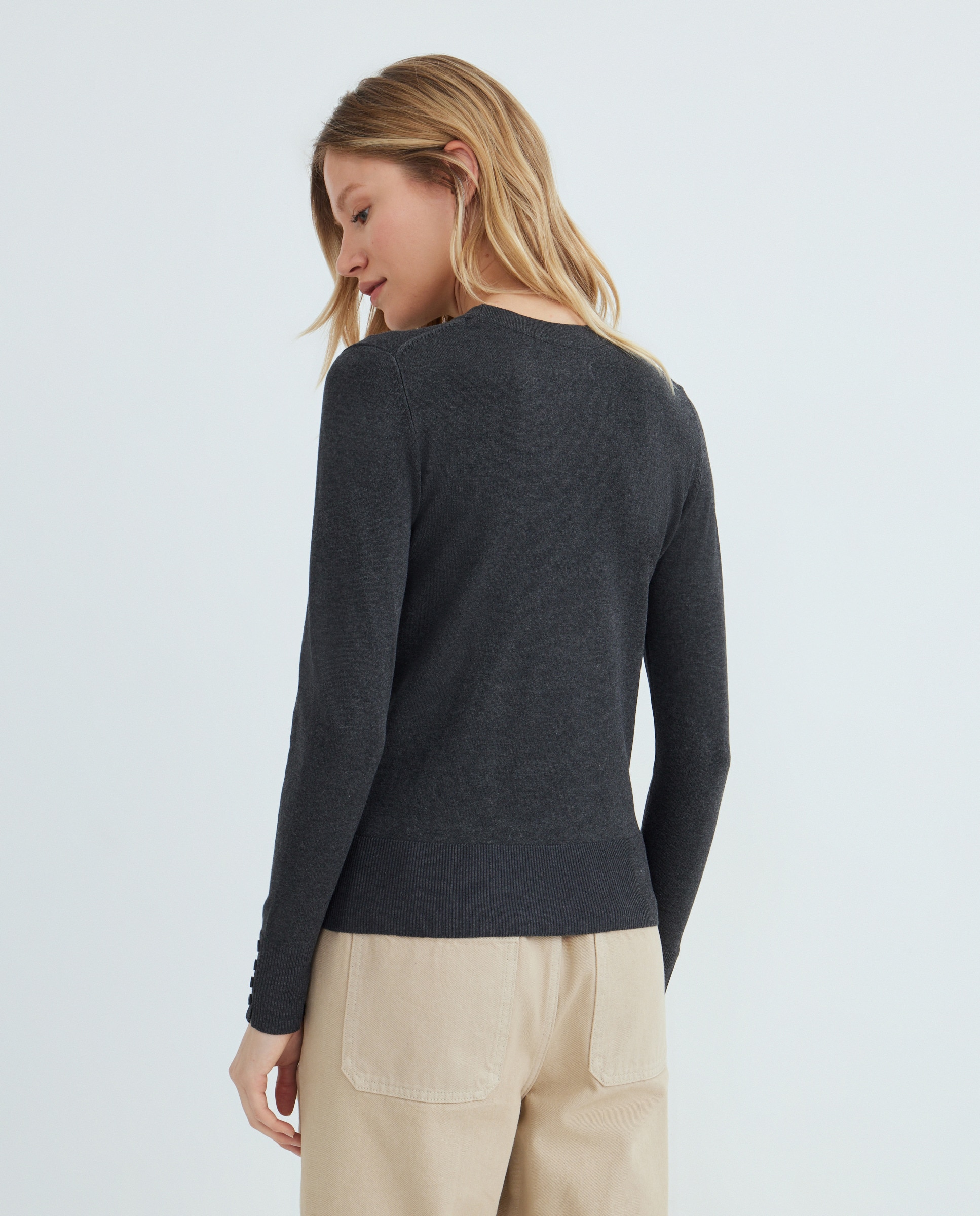 Jersey de mujer básico cuello caja 830 Antracita-3