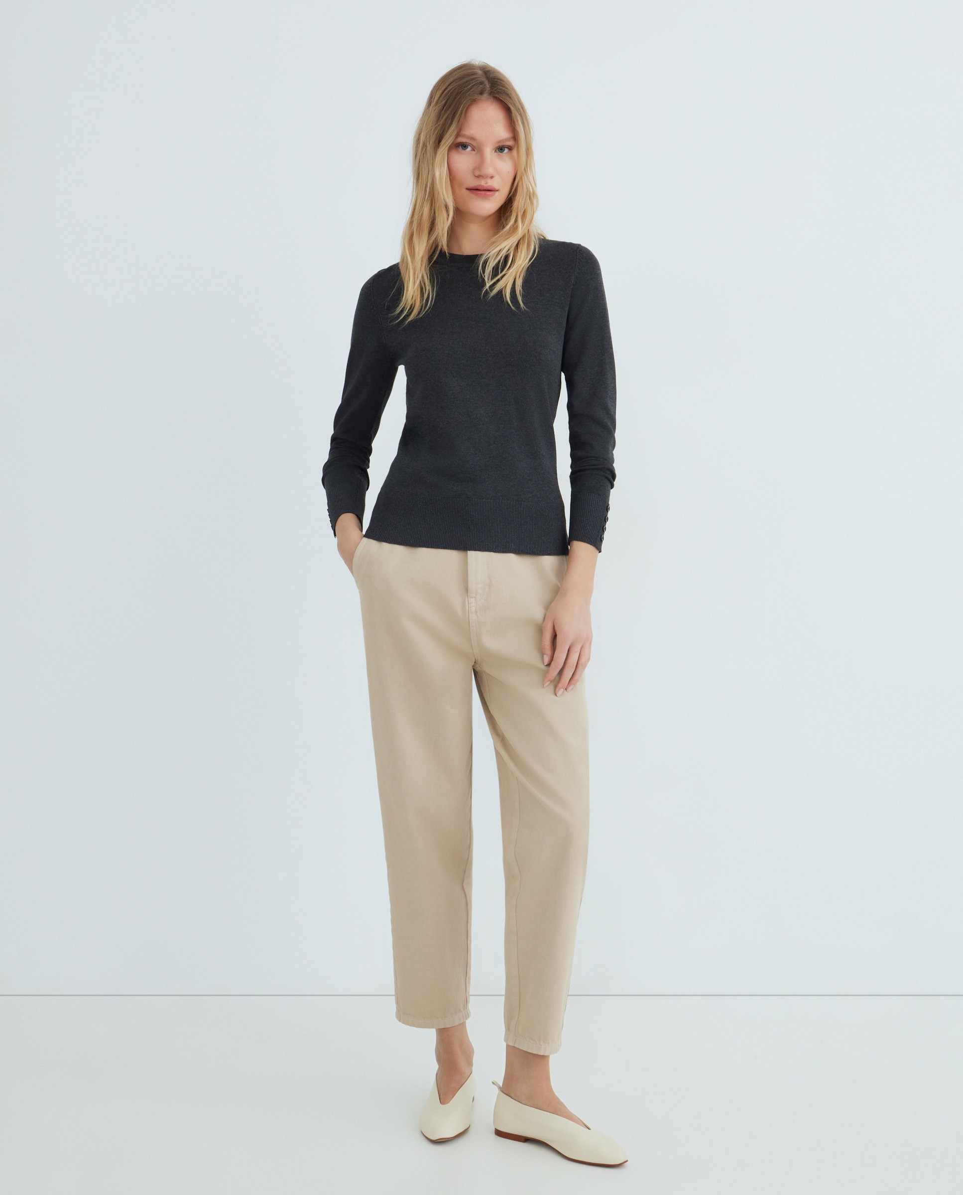 Jersey de mujer básico cuello caja 830 Antracita-1