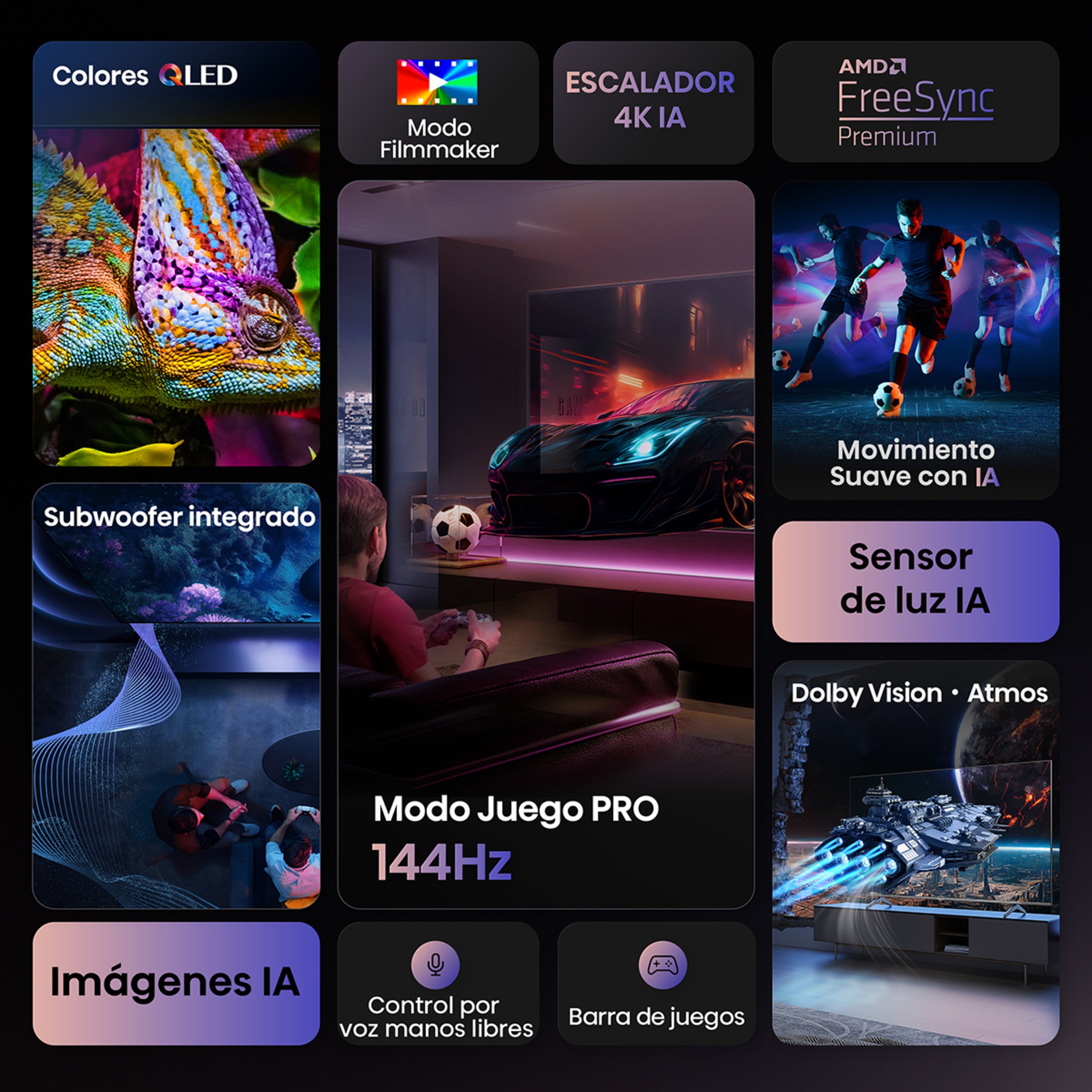 TV QLED 254 cm (100") Hisense 100E7Q Pro, UHD 4K, Smart TV Gris carbón-3