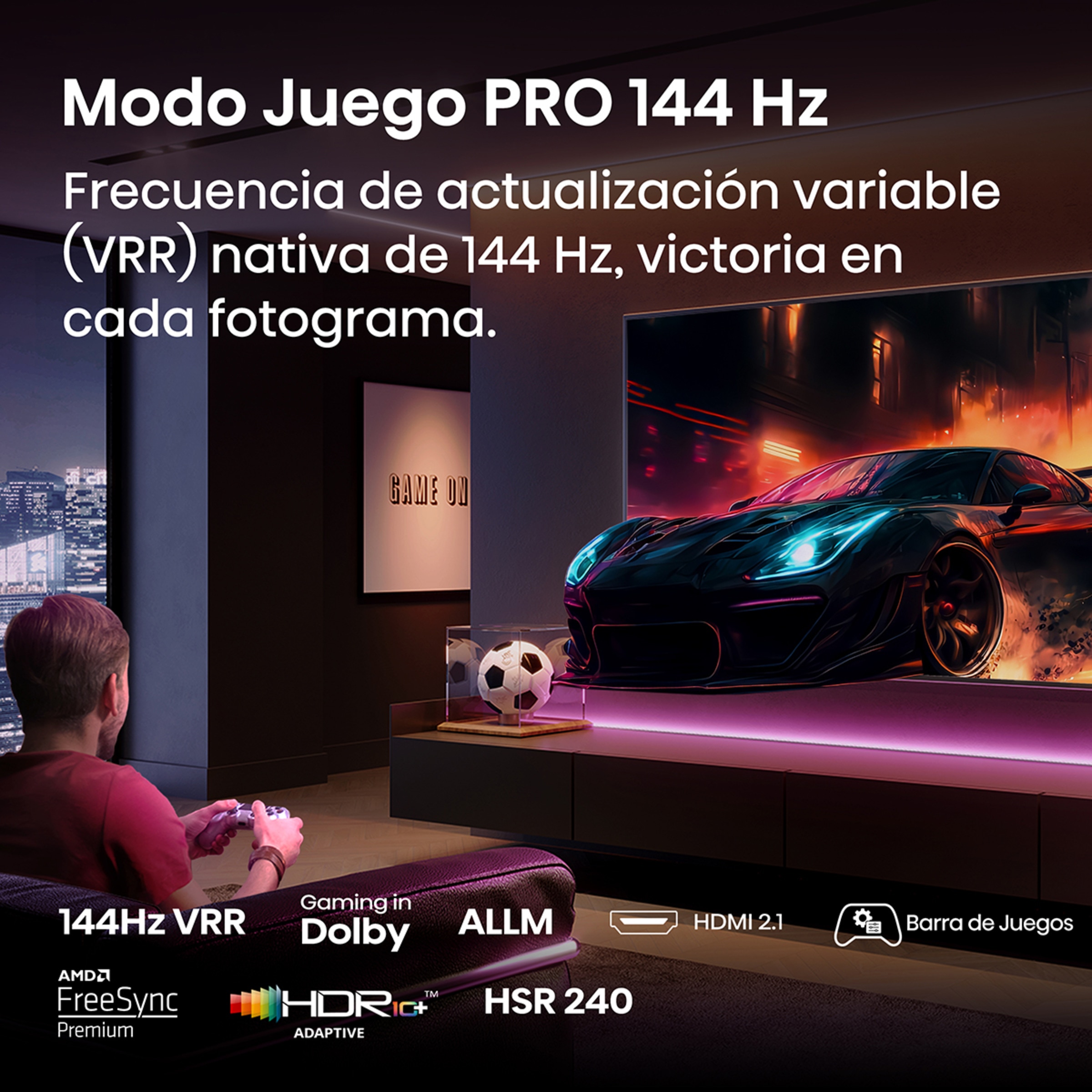 TV QLED 215 cm (85") Hisense 85E7Q Pro, UHD 4K, Smart TV Gris carbón-4