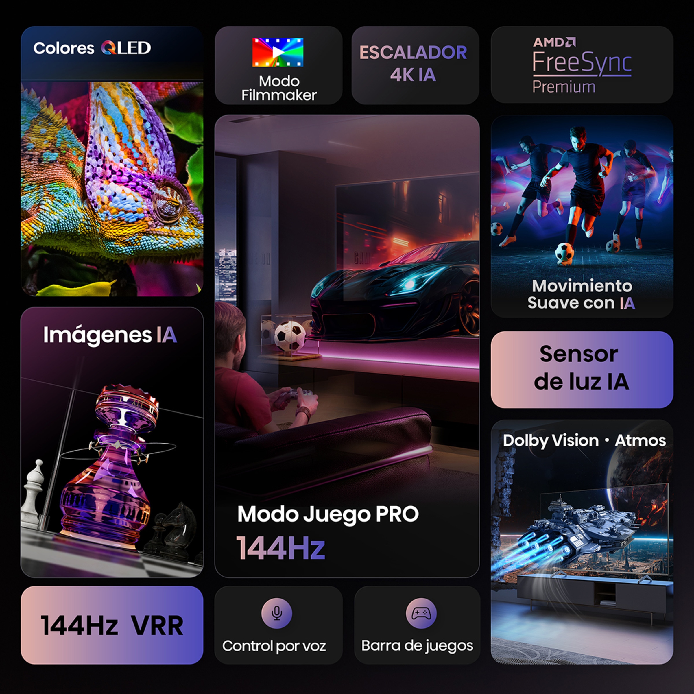 TV QLED 215 cm (85") Hisense 85E7Q Pro, UHD 4K, Smart TV Gris carbón-3