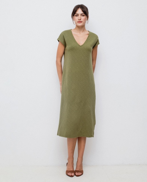 Imagem 0 de Vestido Midi com Decote em V