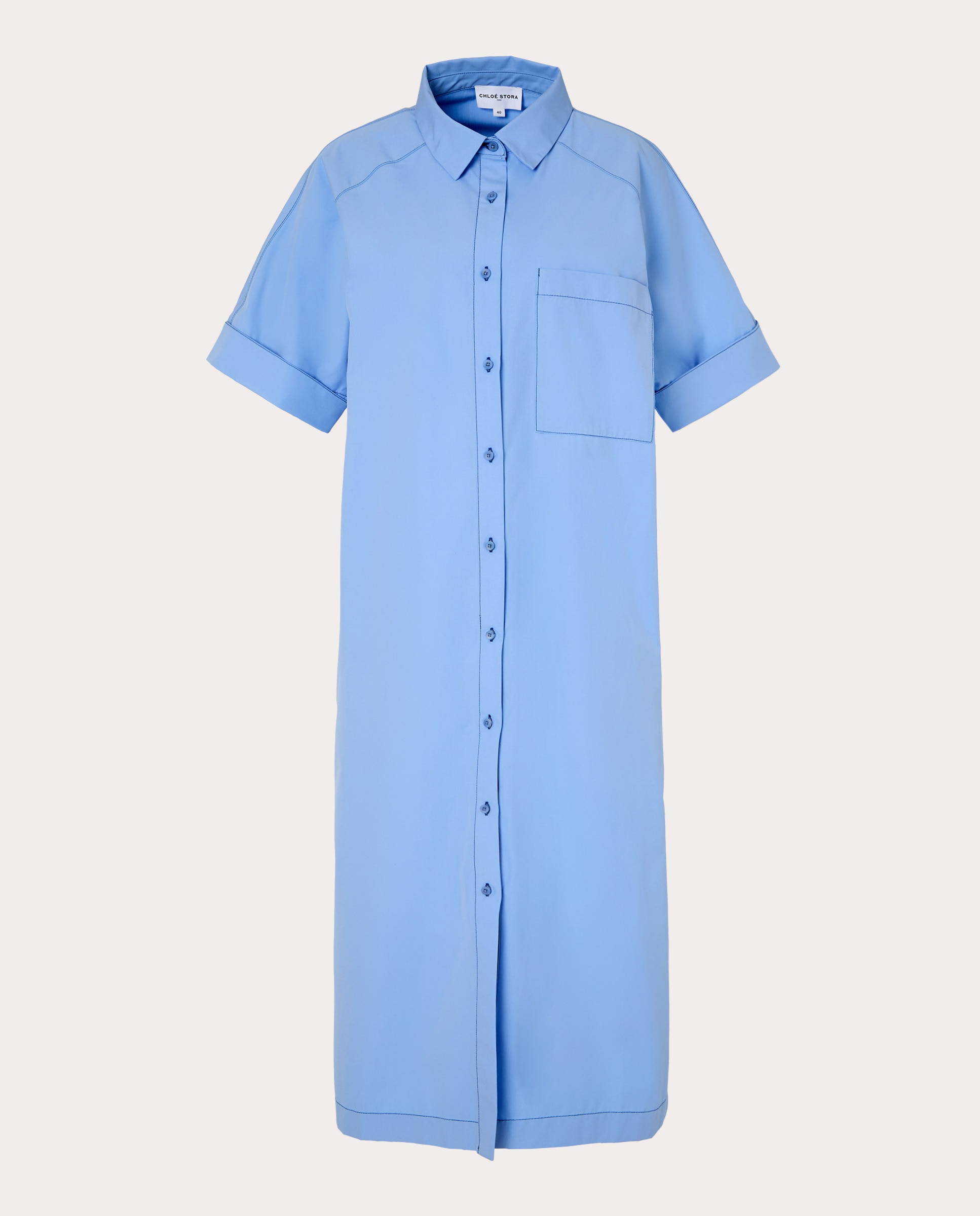 Vestido midi Maya de algodón Azul-1