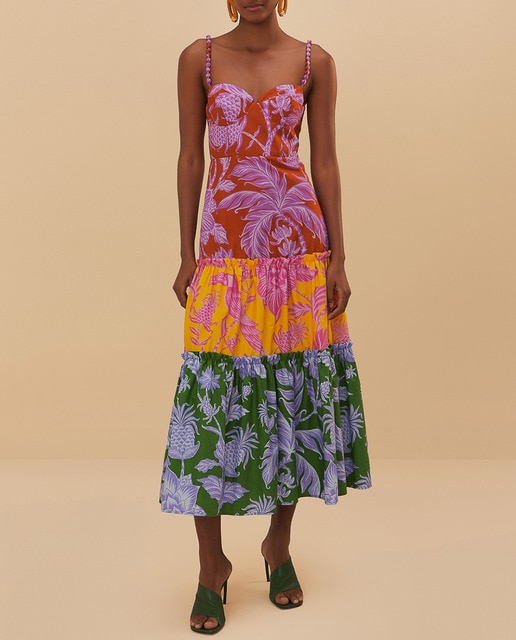 Imagen 0 de Vestido midi de algodón estampado