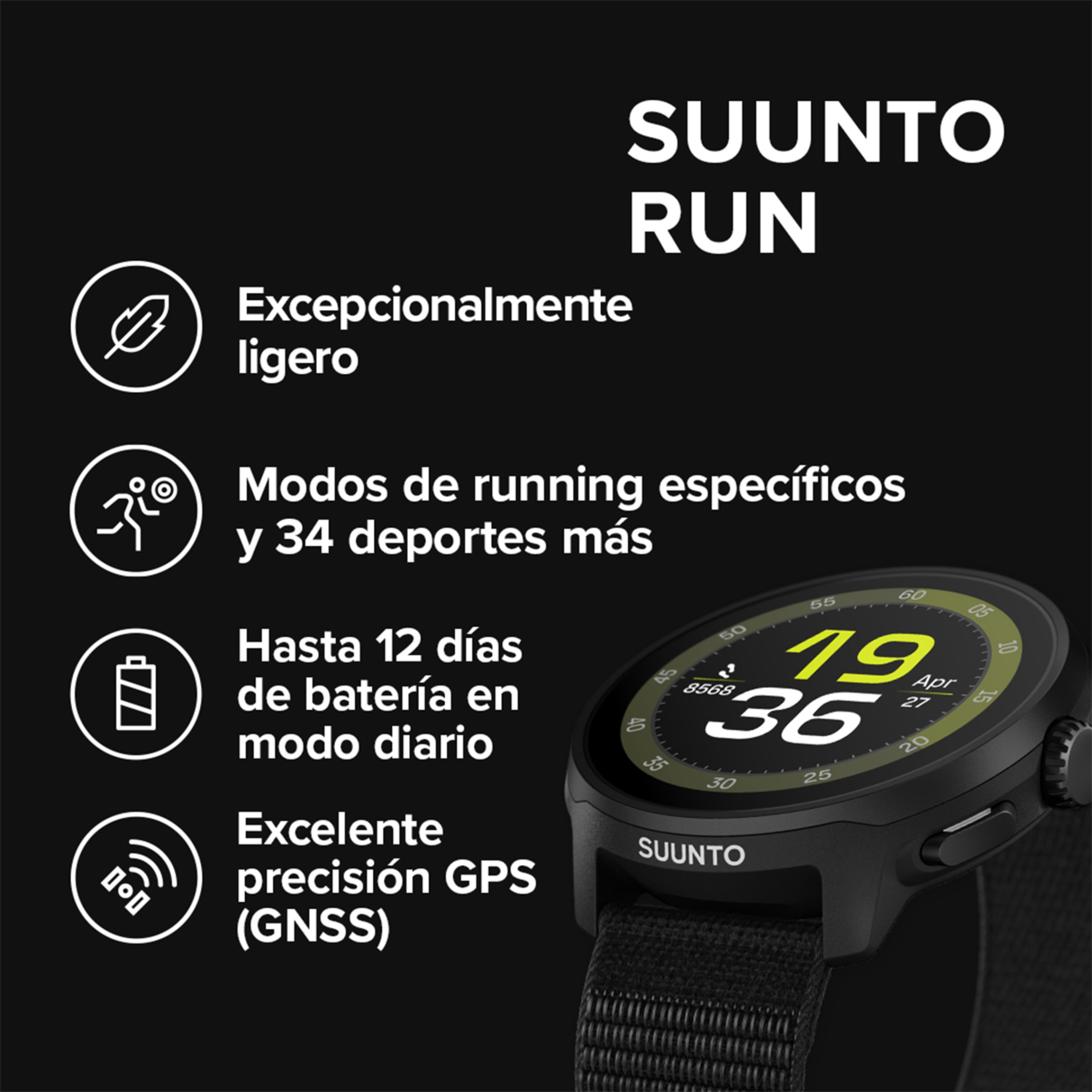 Relógio Desportivo Run All Black Preto-2