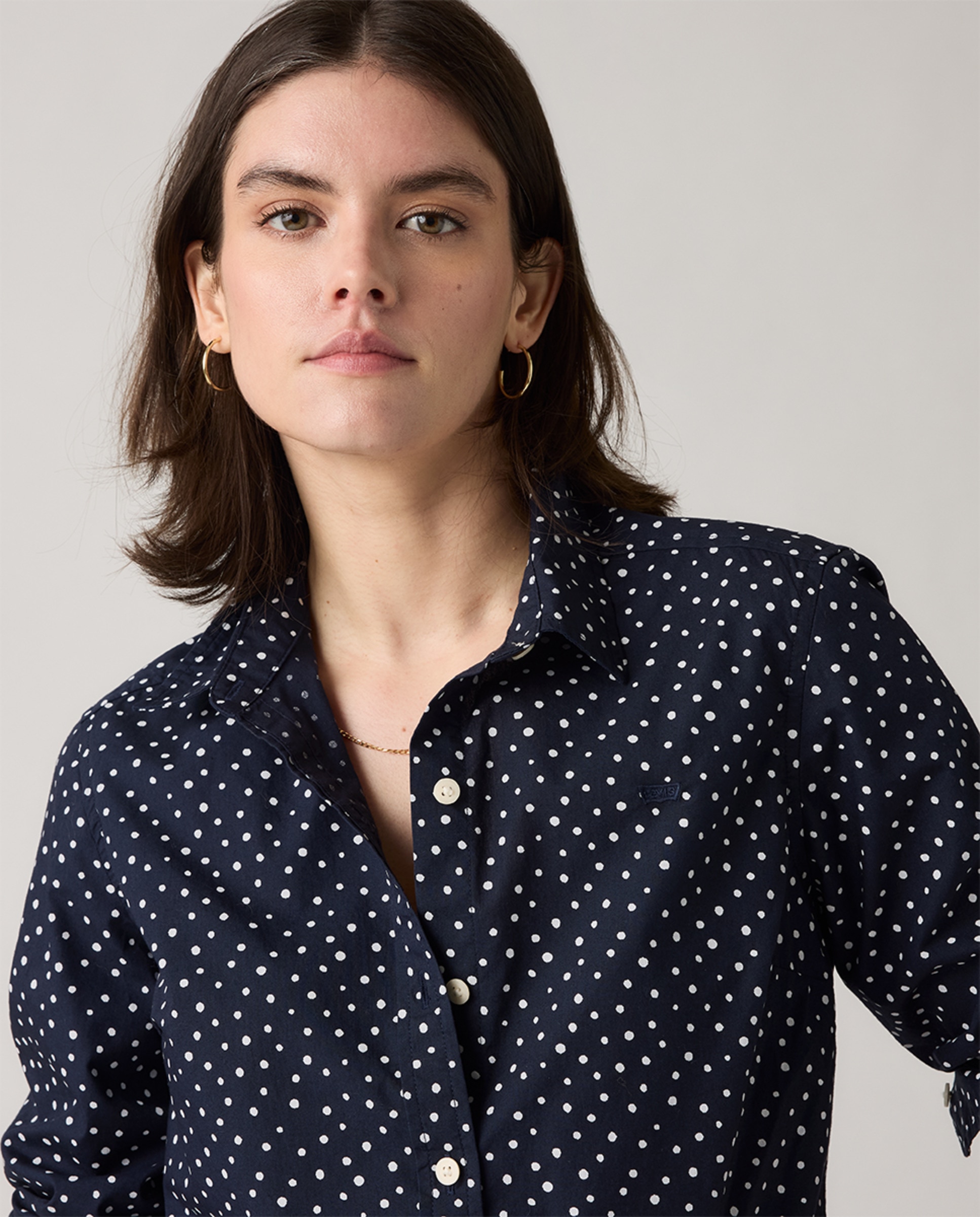 Camisa de mulher com manga comprida Preto-1