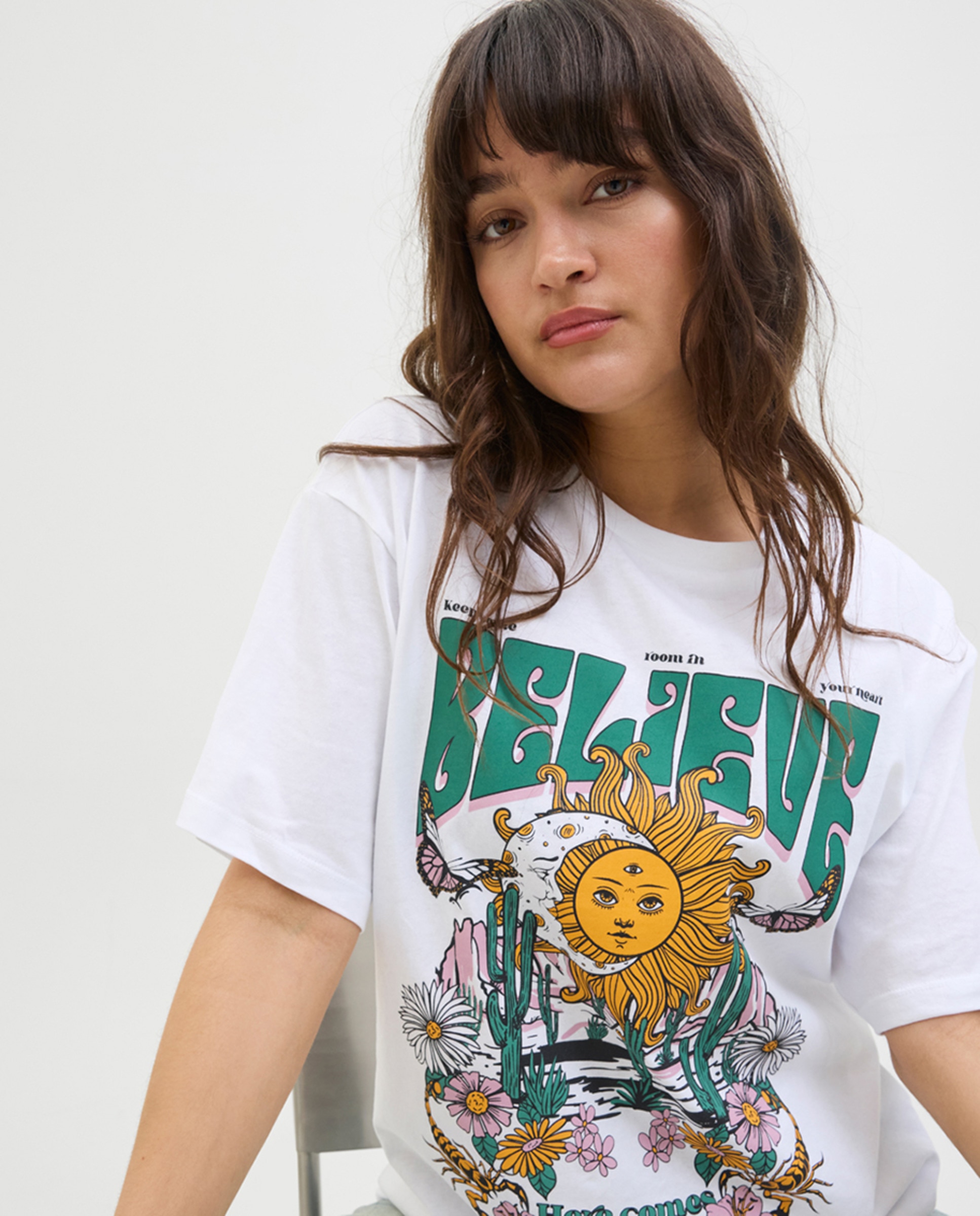 T-shirt Estampada Oversize Branco-3