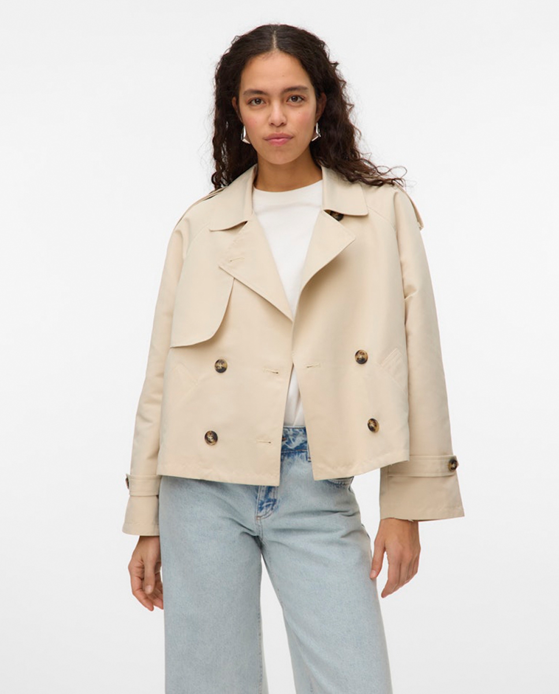 Gabardine Curta com Bolsos Branco-1