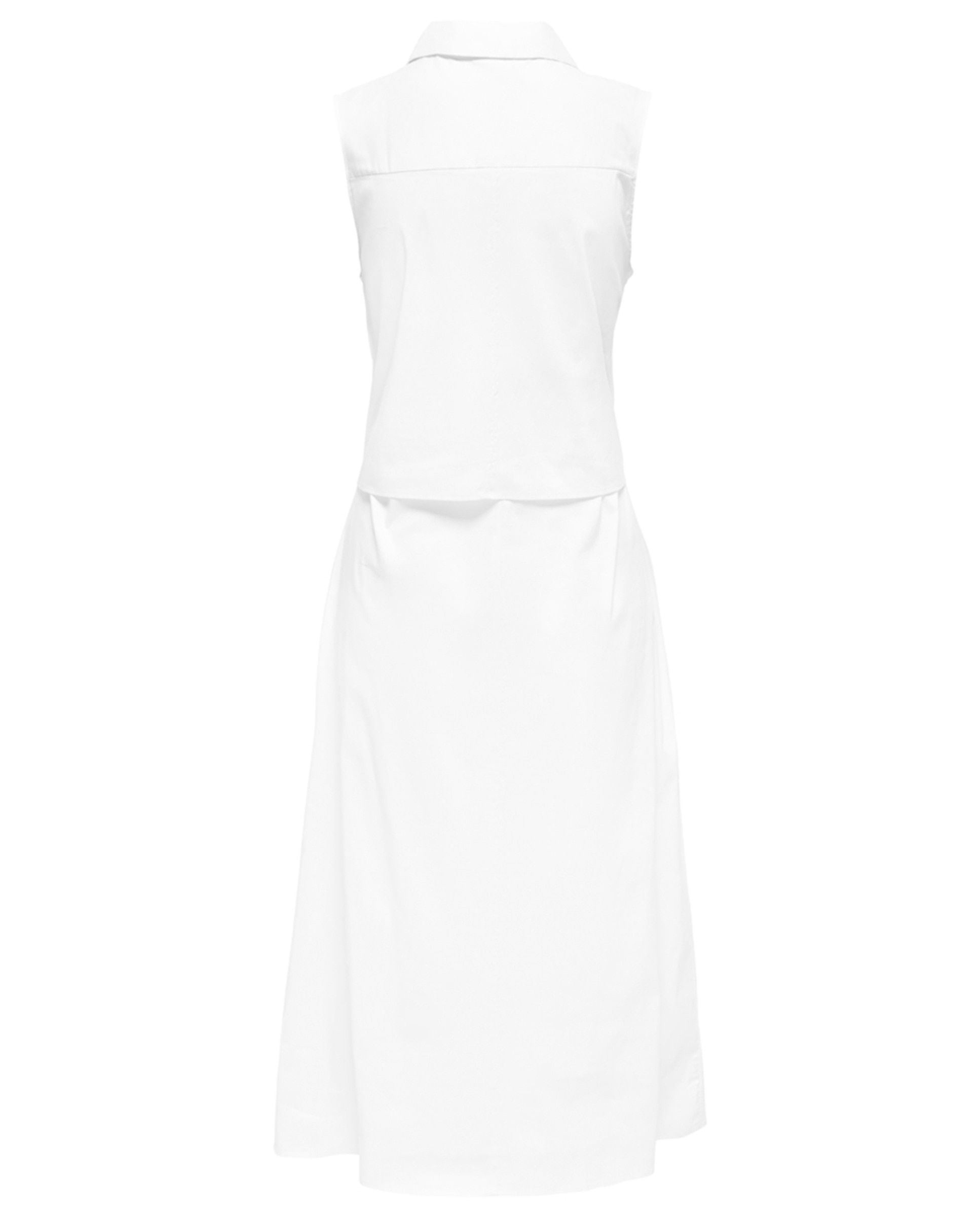 Vestido Midi sem Mangas e com Fecho de Botões Branco-4
