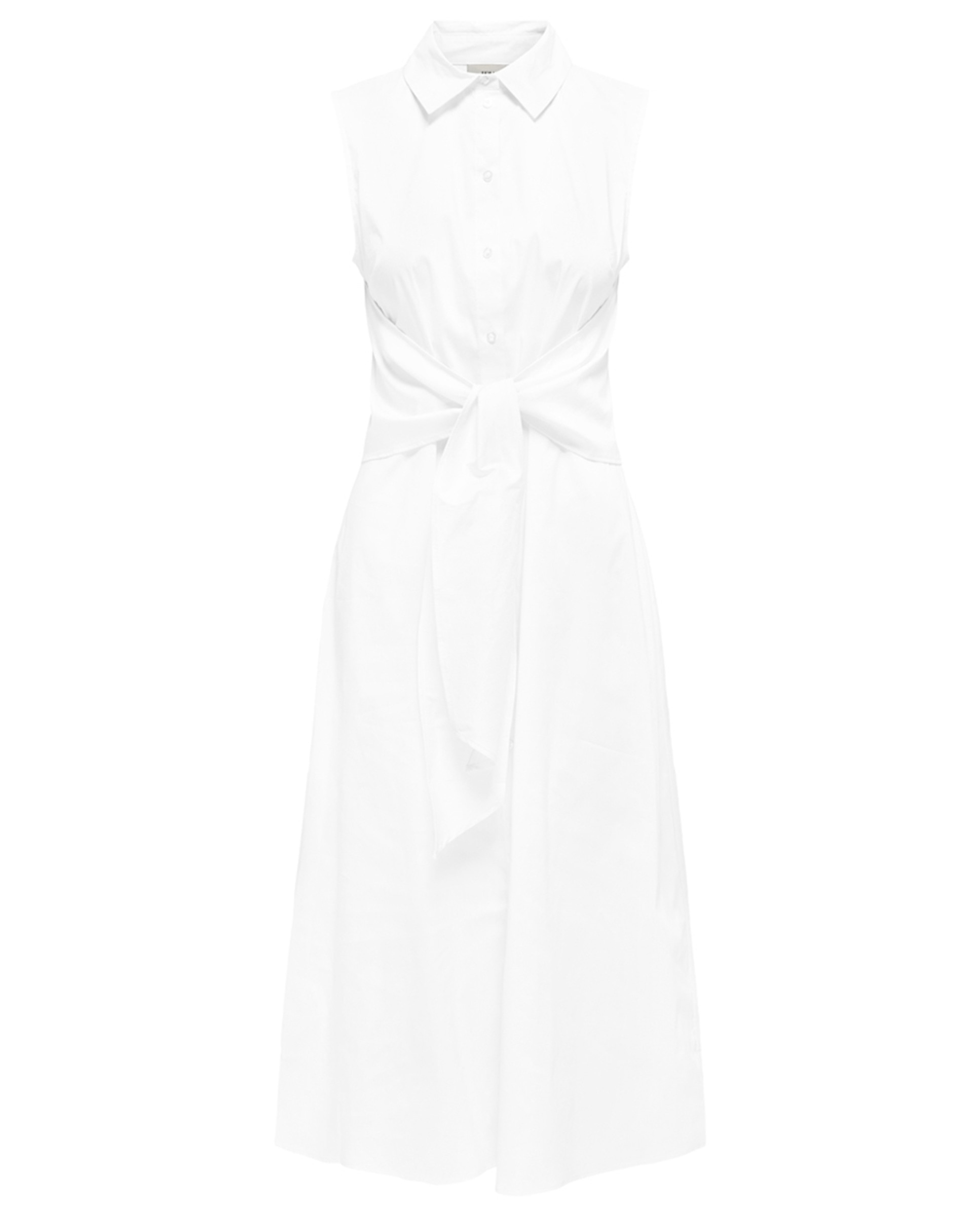 Vestido Midi sem Mangas e com Fecho de Botões Branco-3