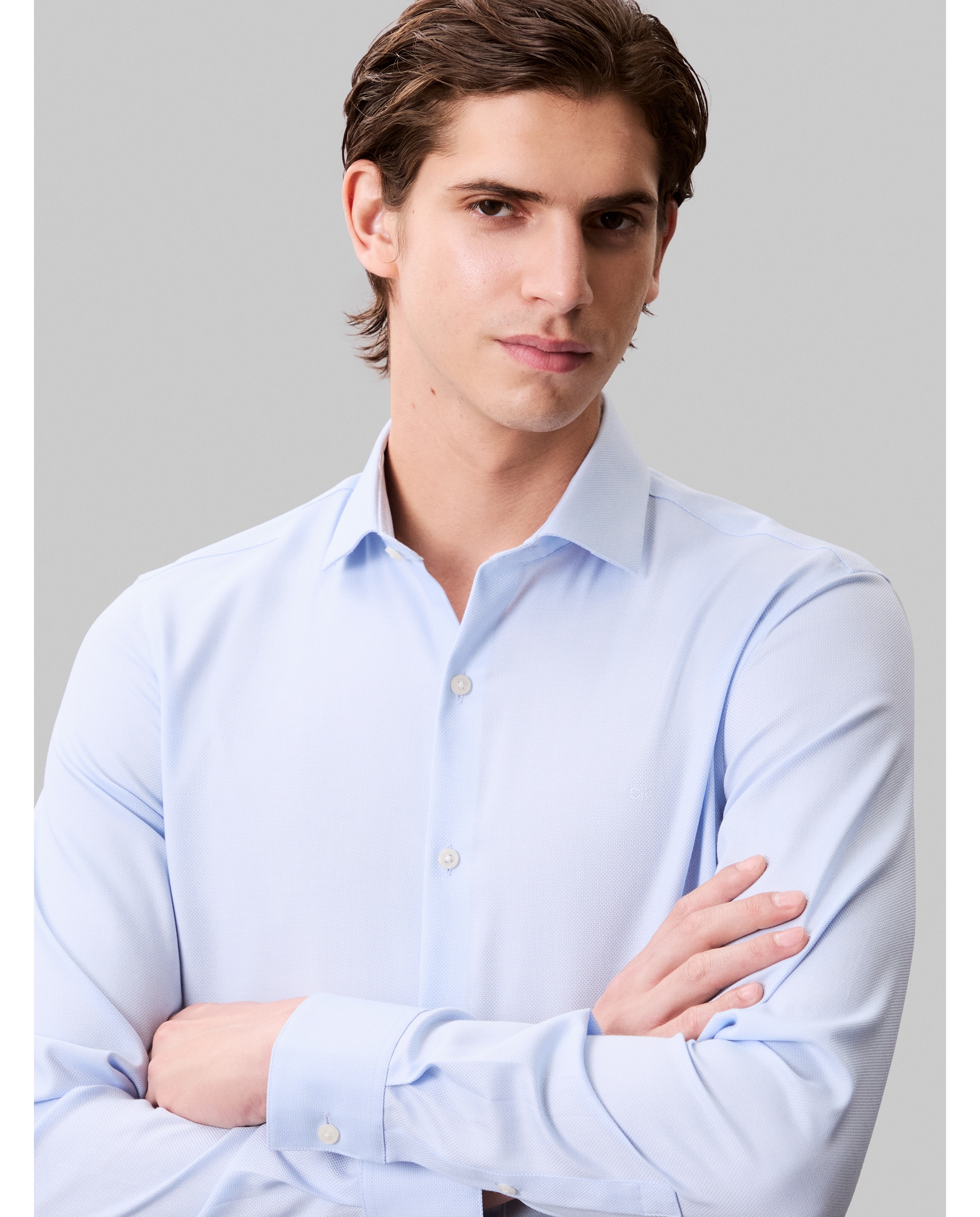 Camisa Clássica com Estrutura Azul-claro-5