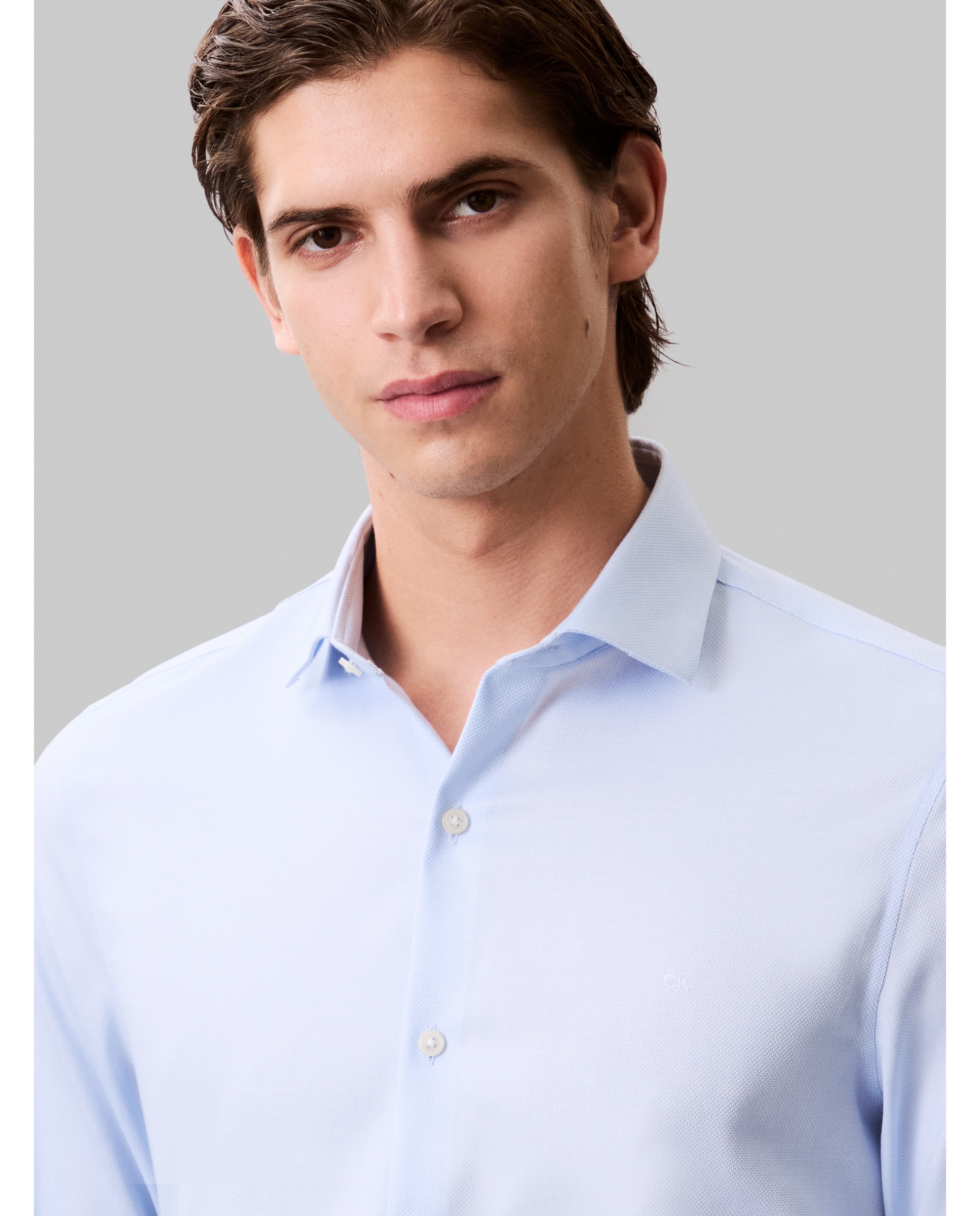Camisa Clássica com Estrutura Azul-claro-4