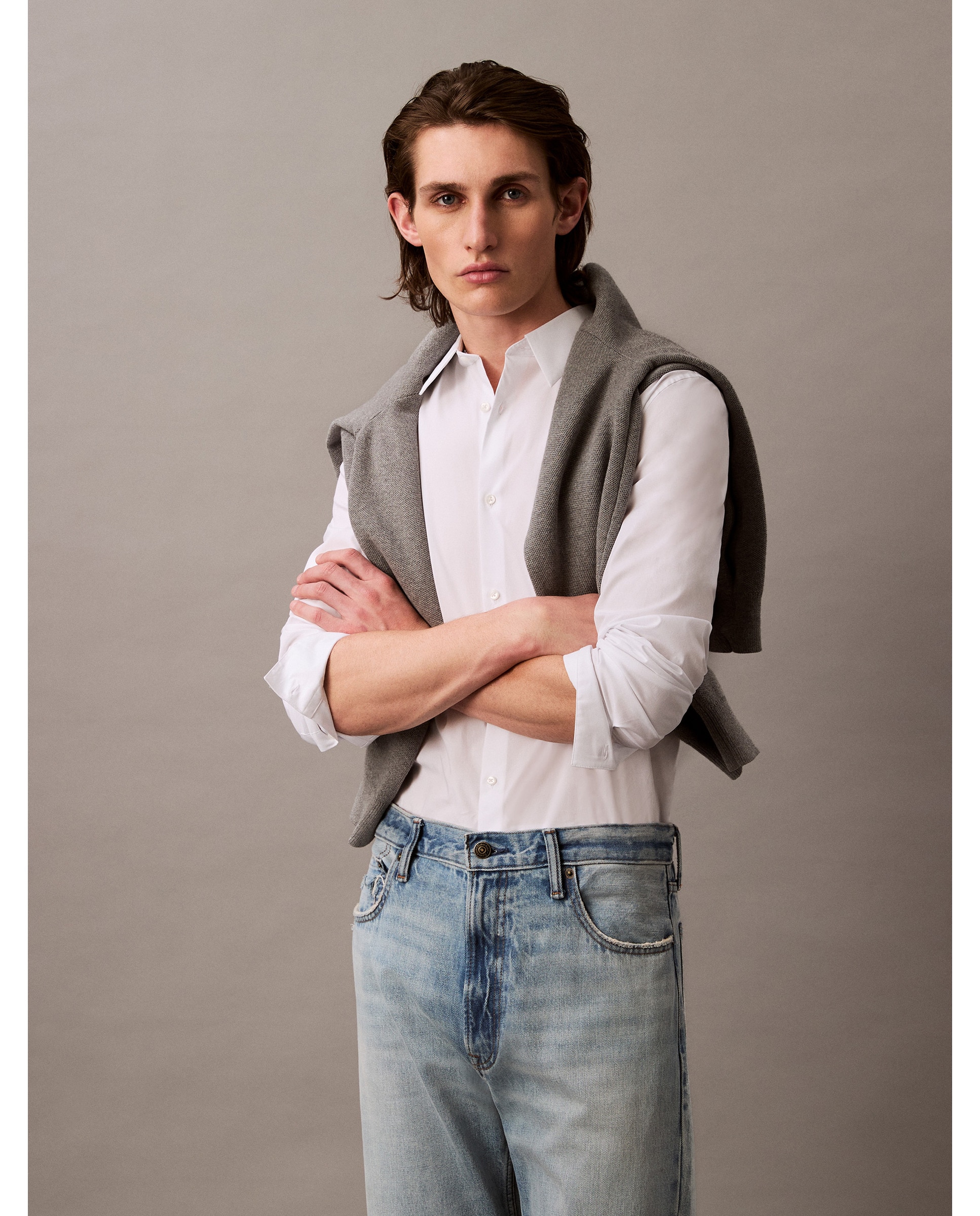 Camisa Casual em Popelina Branco-1