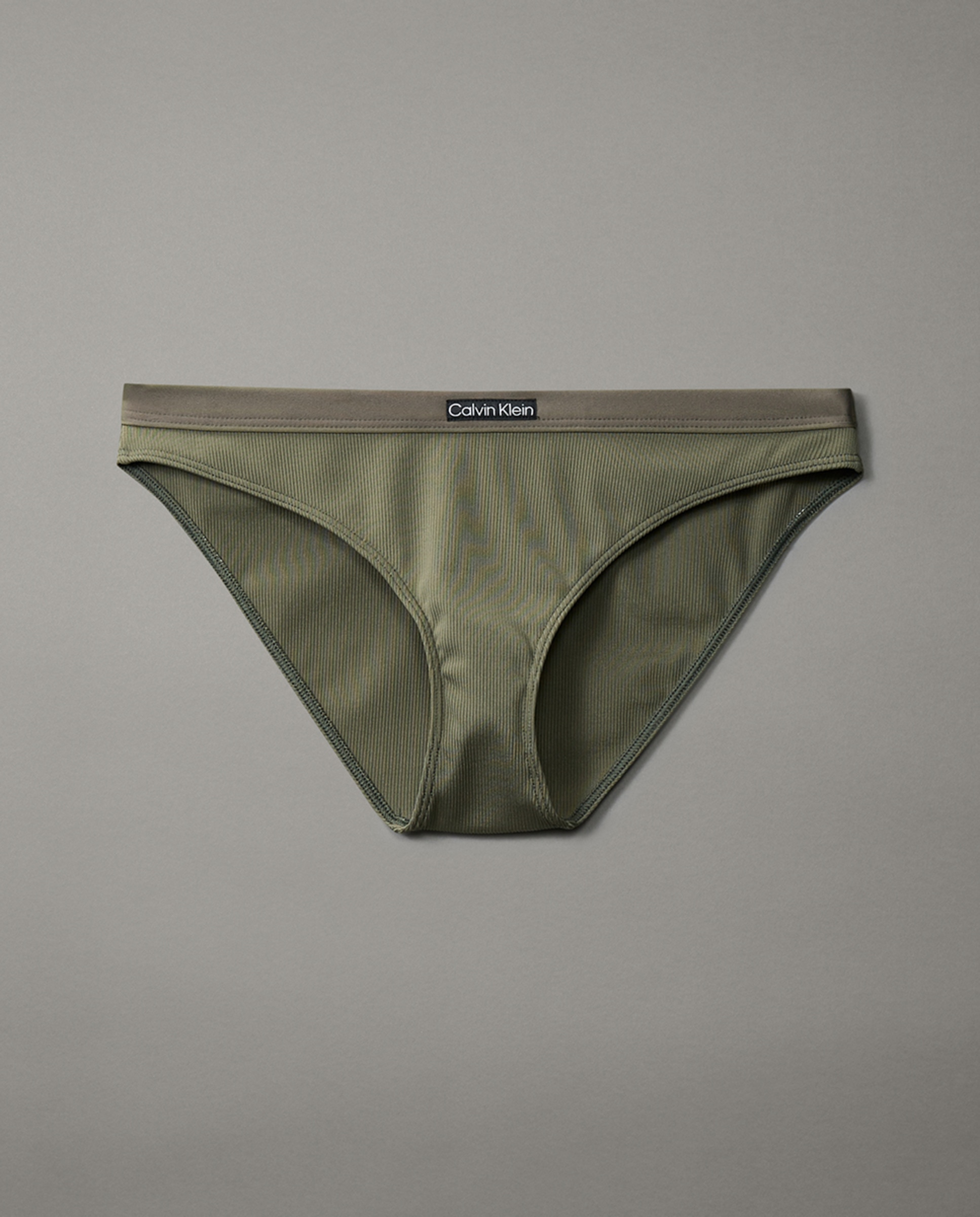 Cueca de Biquíni Clássica com Canelado e Logótipo no Cós Verde-4