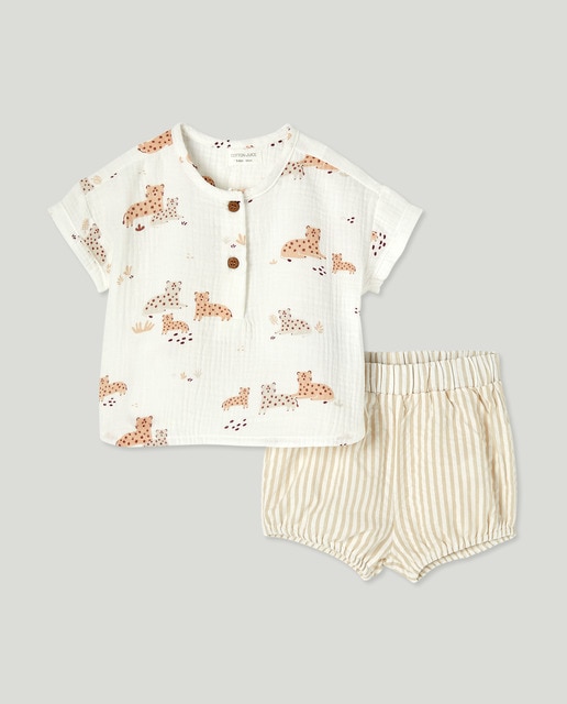 Imagem 0 de Pijama Curto de Bebé em Tecido Seersucker