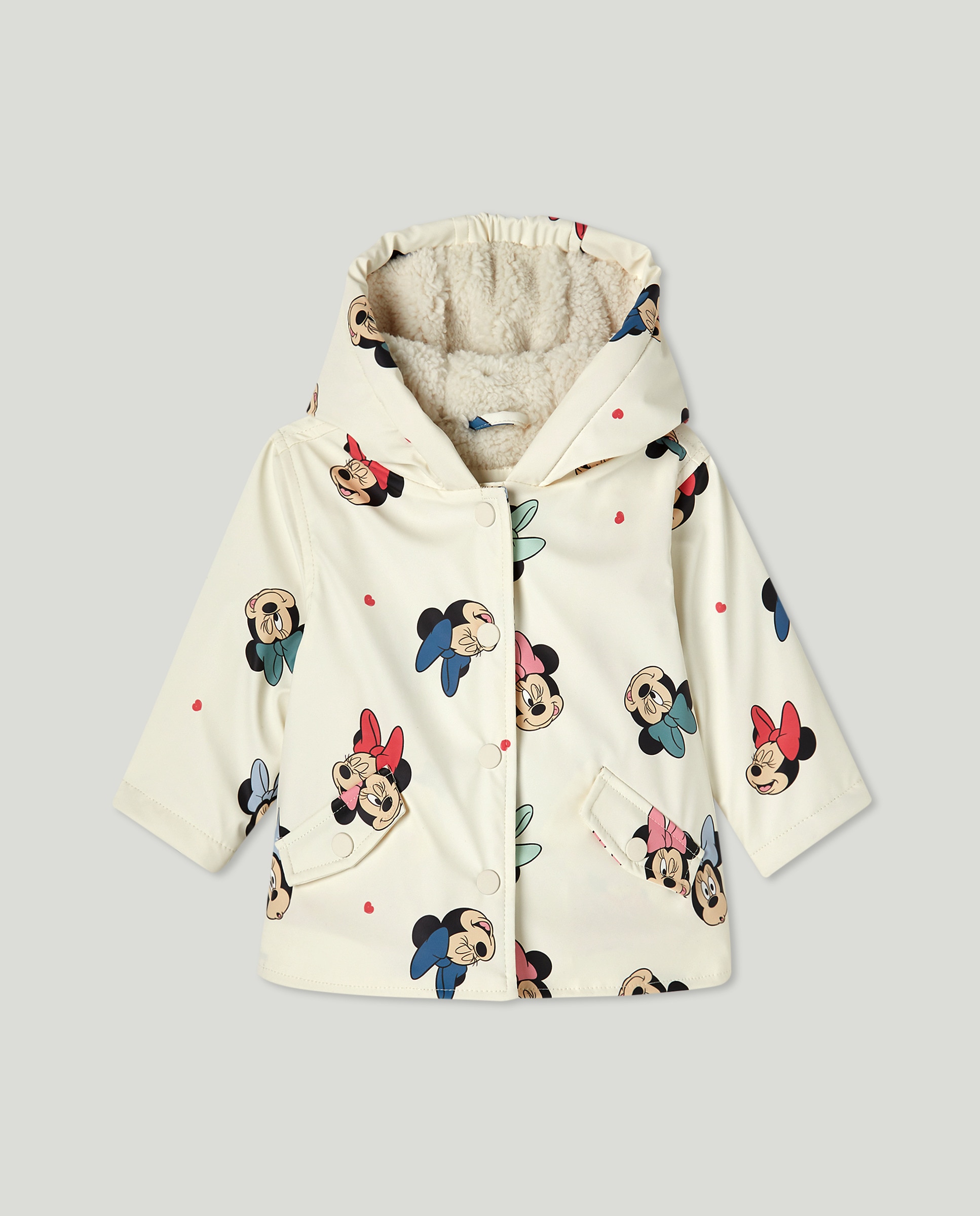 Impermeável Engomado de Bebé com Estampado da Minnie Branco-1