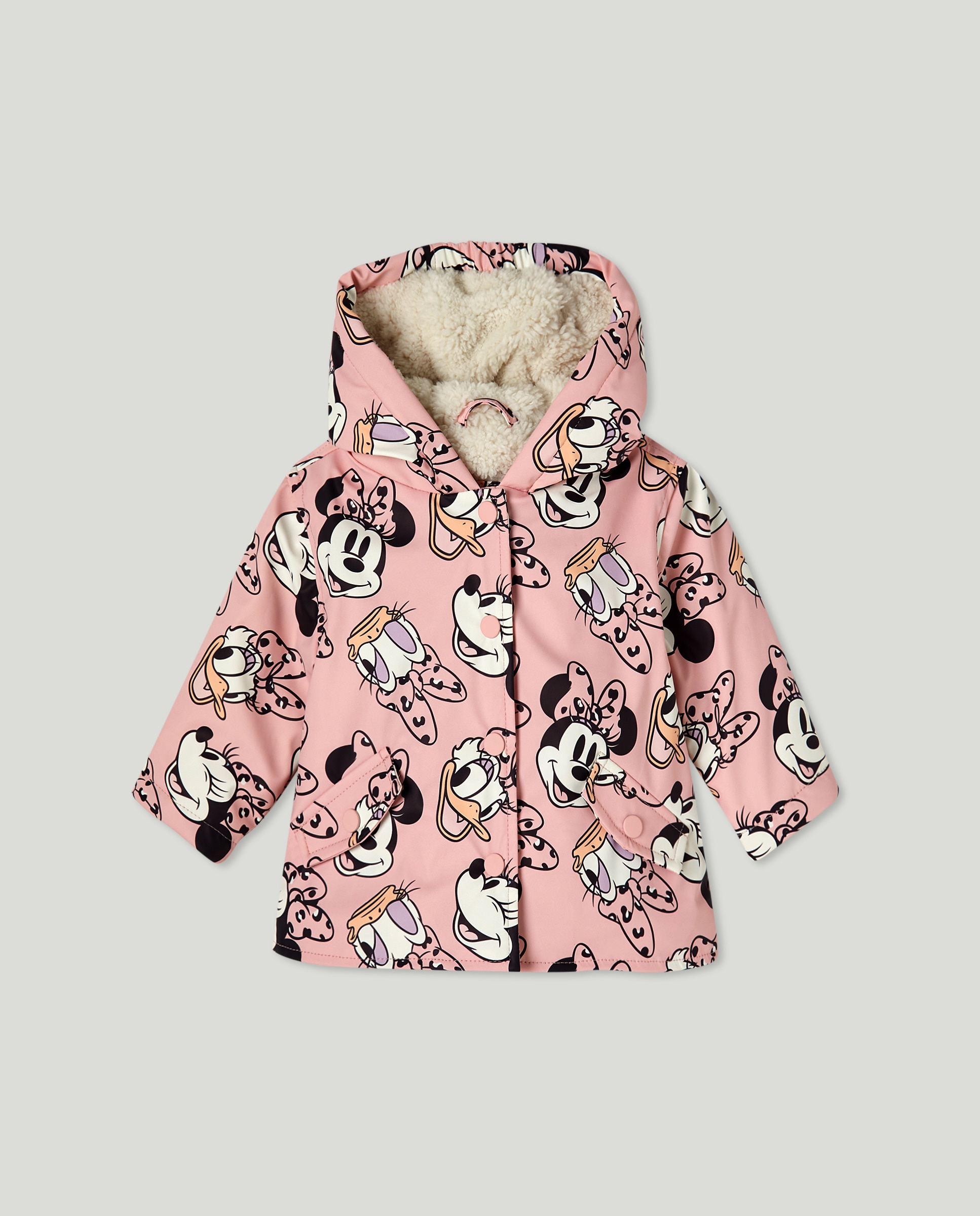 Impermeável Engomado de Bebé com Estampado Minnie e Daisy Rosa-1