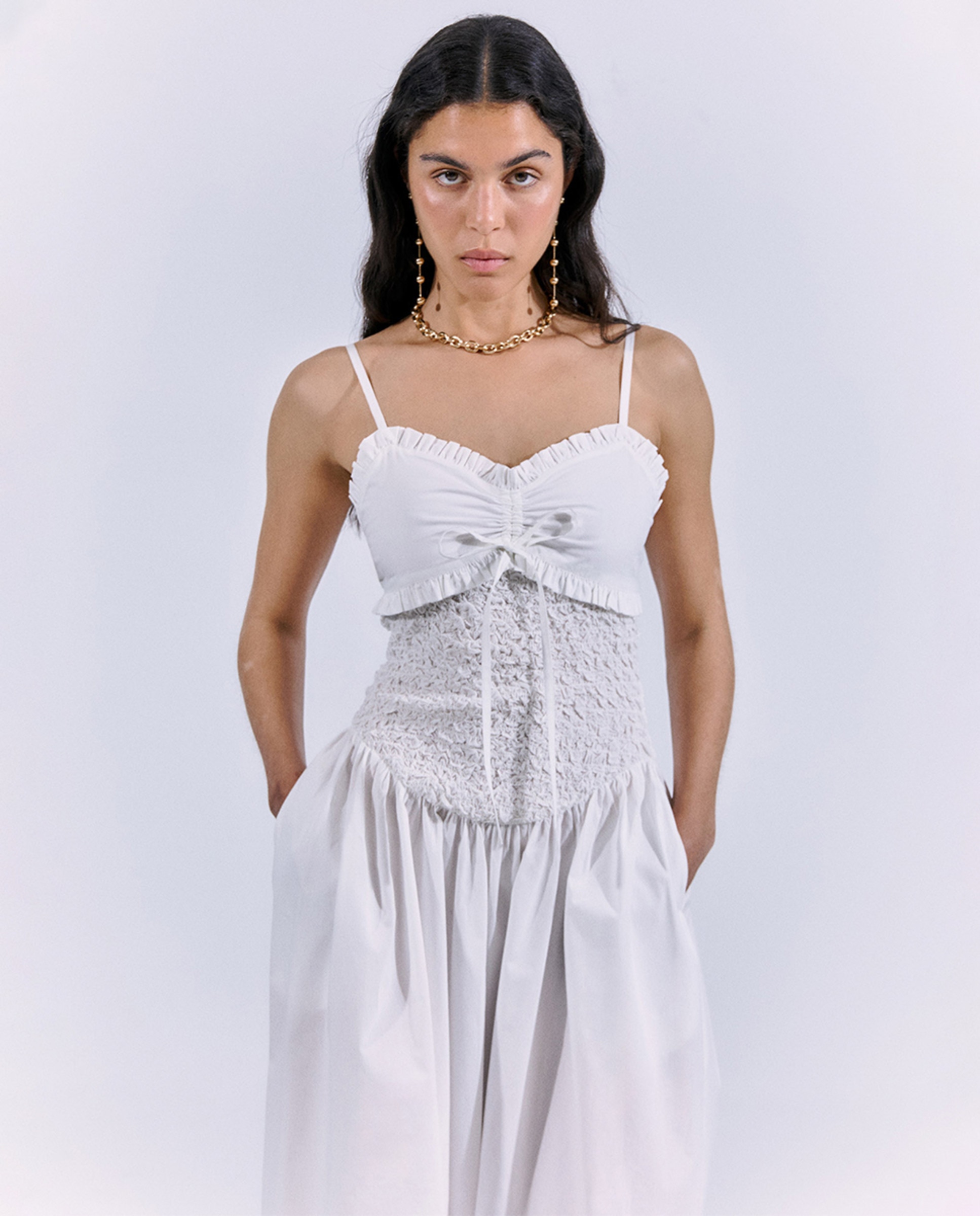 Vestido com alças Branco-1