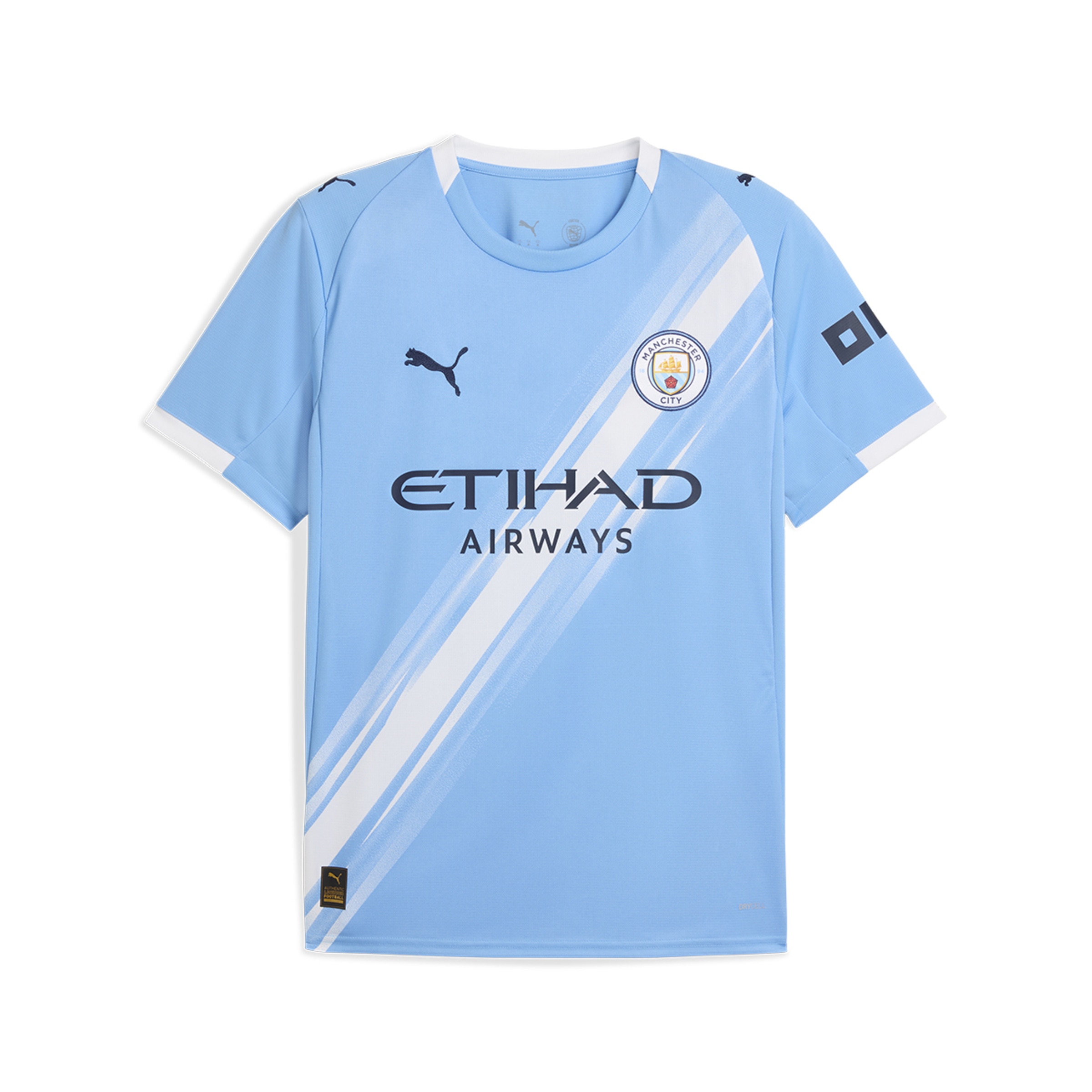 T-shirt de Futebol de Homem MCFC Home Jersey Réplica Azul-6