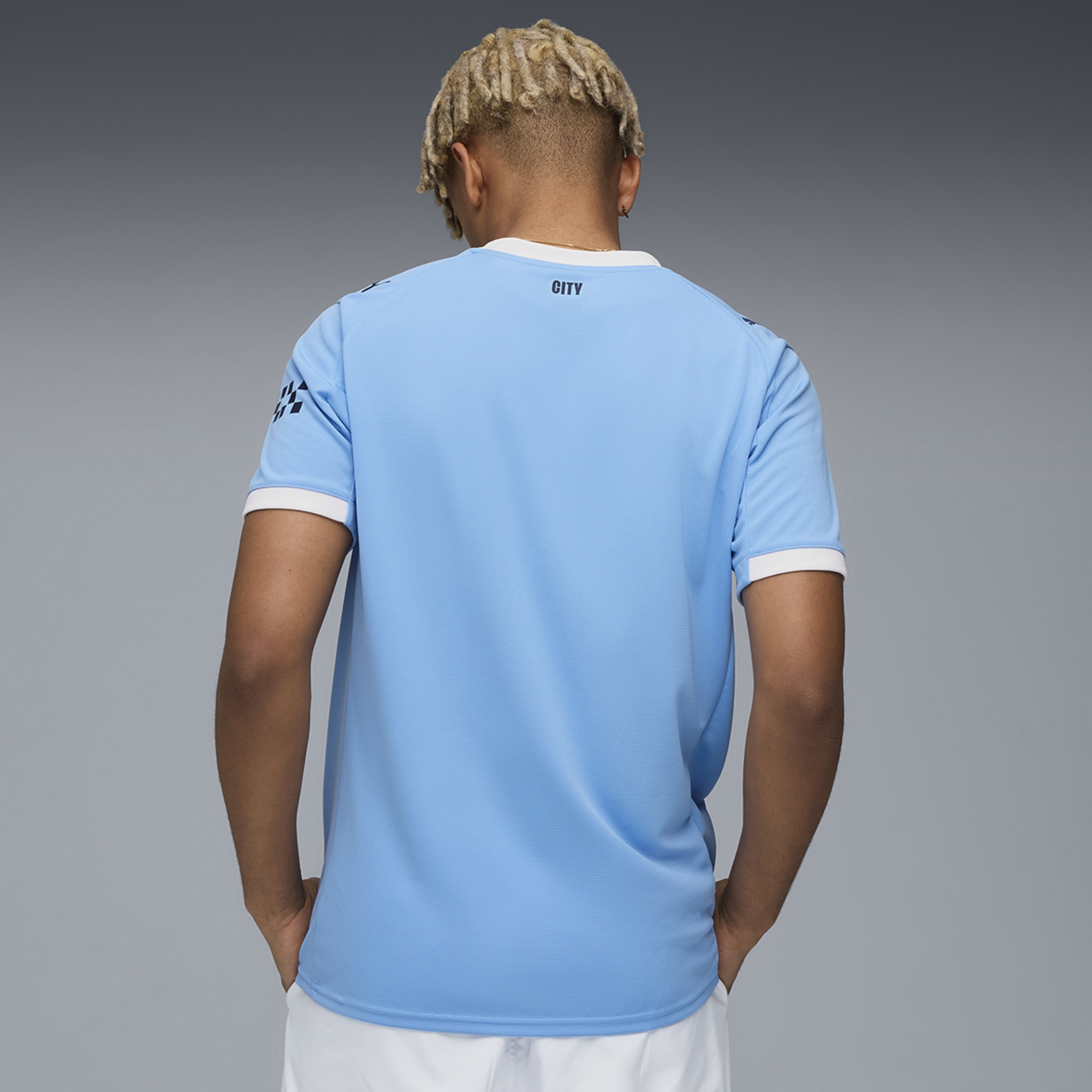 T-shirt de Futebol de Homem MCFC Home Jersey Réplica Azul-2