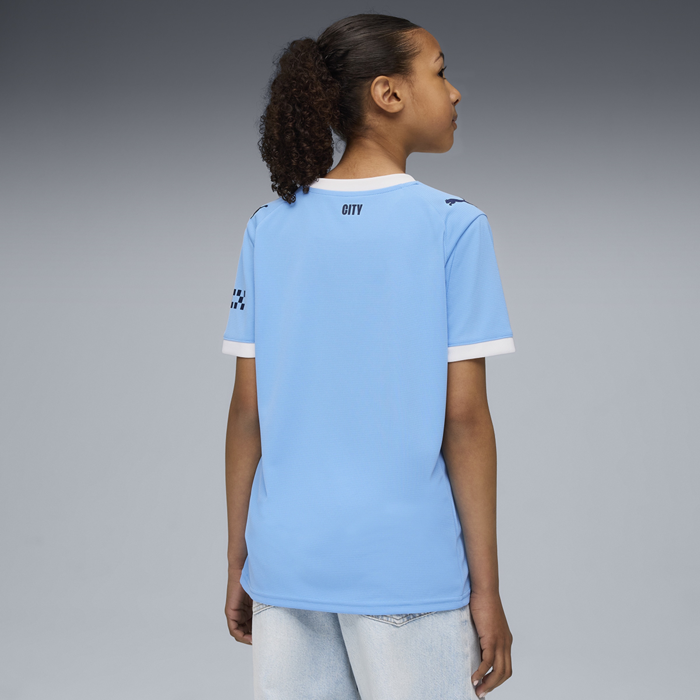 T-shirt de Futebol de Homem MCFC Home Jersey Réplica Jr Azul-2