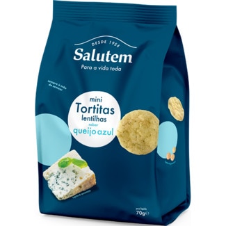 Mini Tortitas de Lentilhas e Queijo Azul embalagem 70 g - Salutem