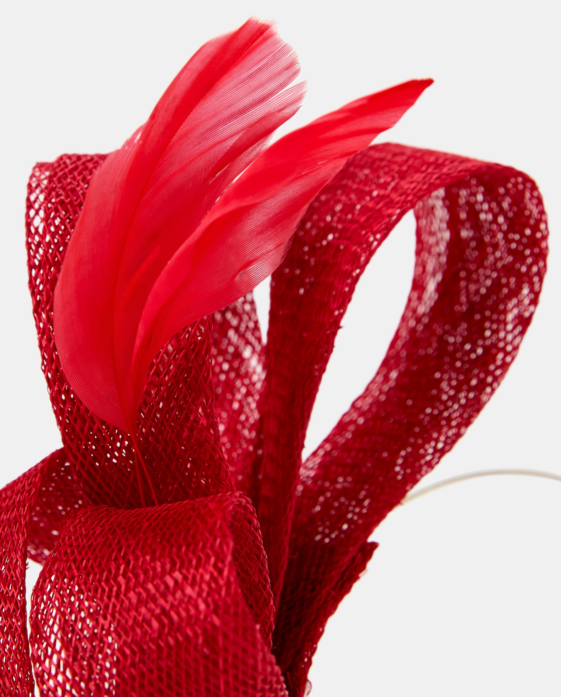 Toucado Tipo Bandolete com Plumas Vermelho-2