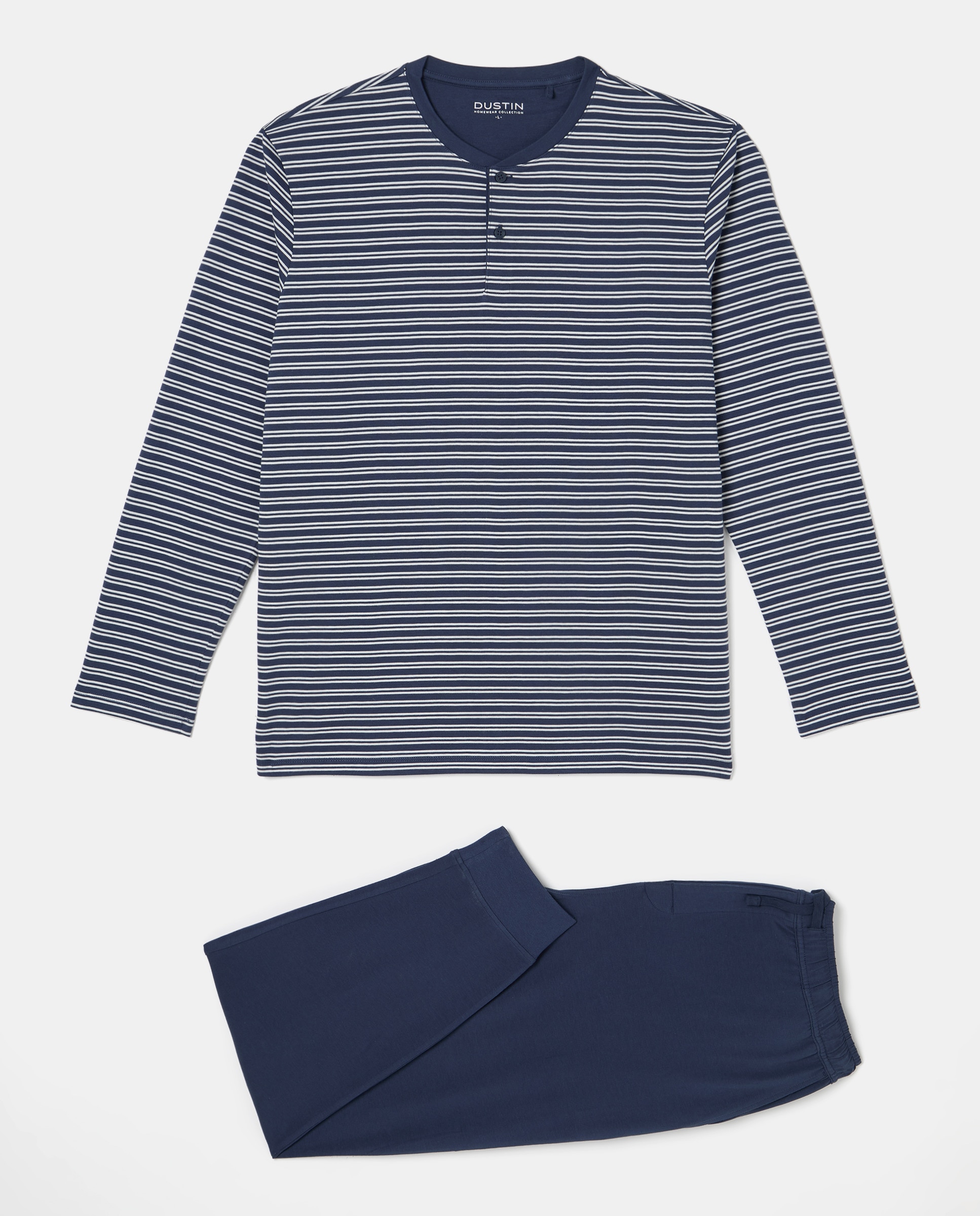 Pijama Comprido de Malha Azul-marinho-3