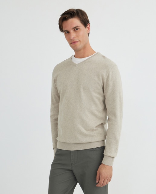 Imagen 0 de Jersey de hombre cuello pico liso 100% Algodón