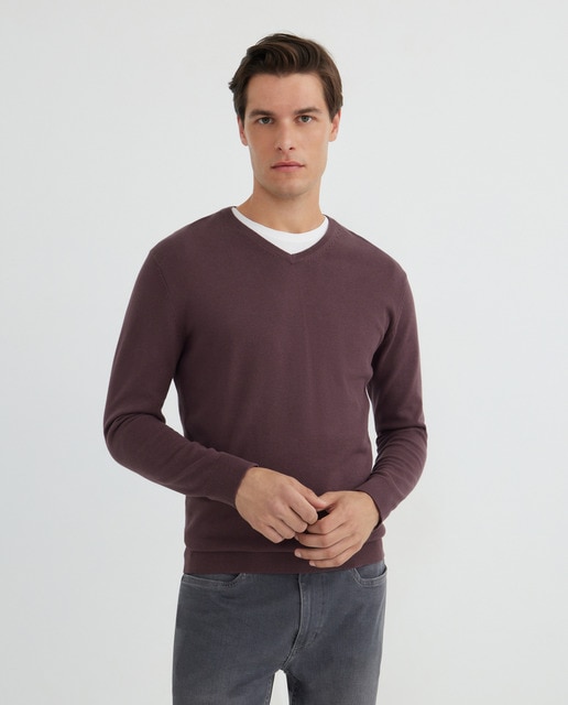 Imagen 0 de Jersey de hombre cuello pico liso 100% Algodón