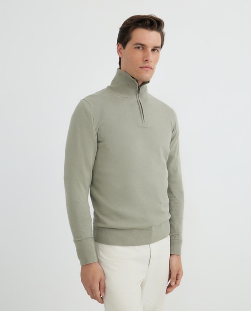 Imagen 0 de Jersey de hombre media cremallera liso 100% Algodón