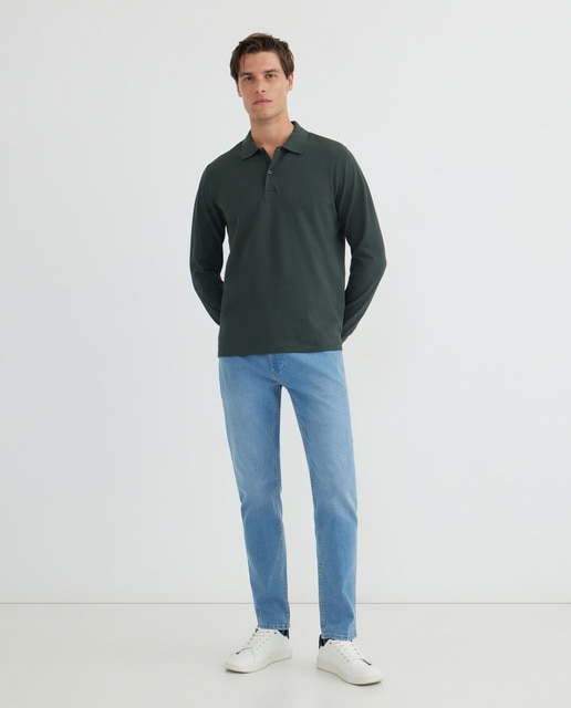 Imagen 0 de Polo de hombre manga larga liso pique puños con rib