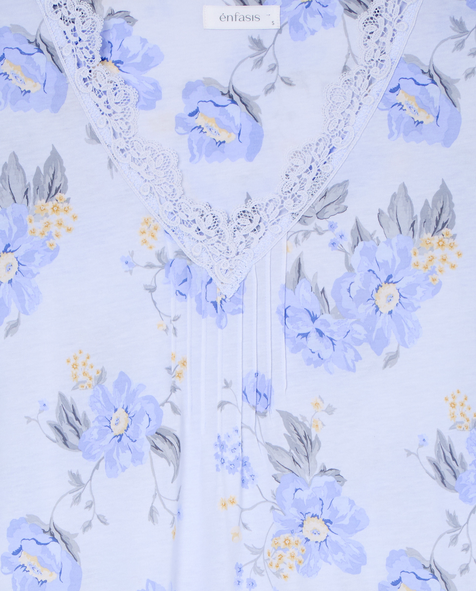 Camisa de Dormir com Estampado Floral Azul-4