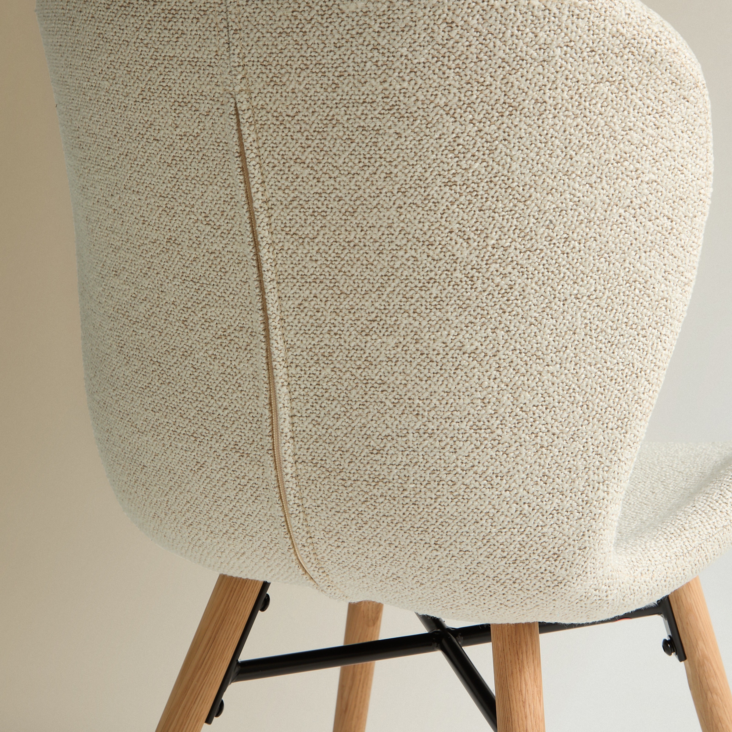 Cadeira de Mesa em Tecido Bouclé Curly Room Branco / Natural-6