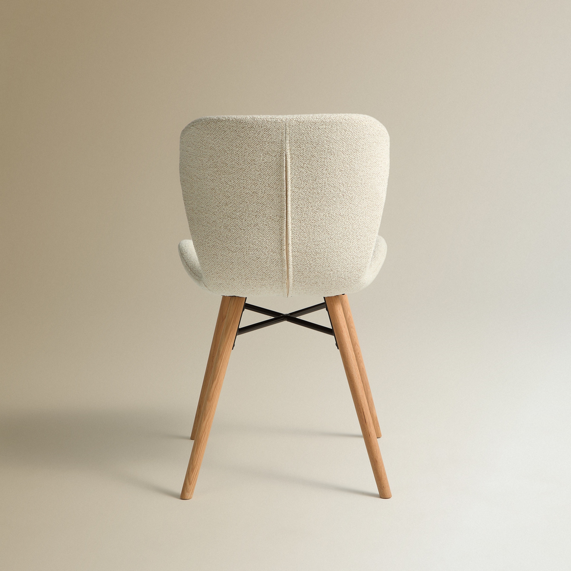 Cadeira de Mesa em Tecido Bouclé Curly Room Branco / Natural-5