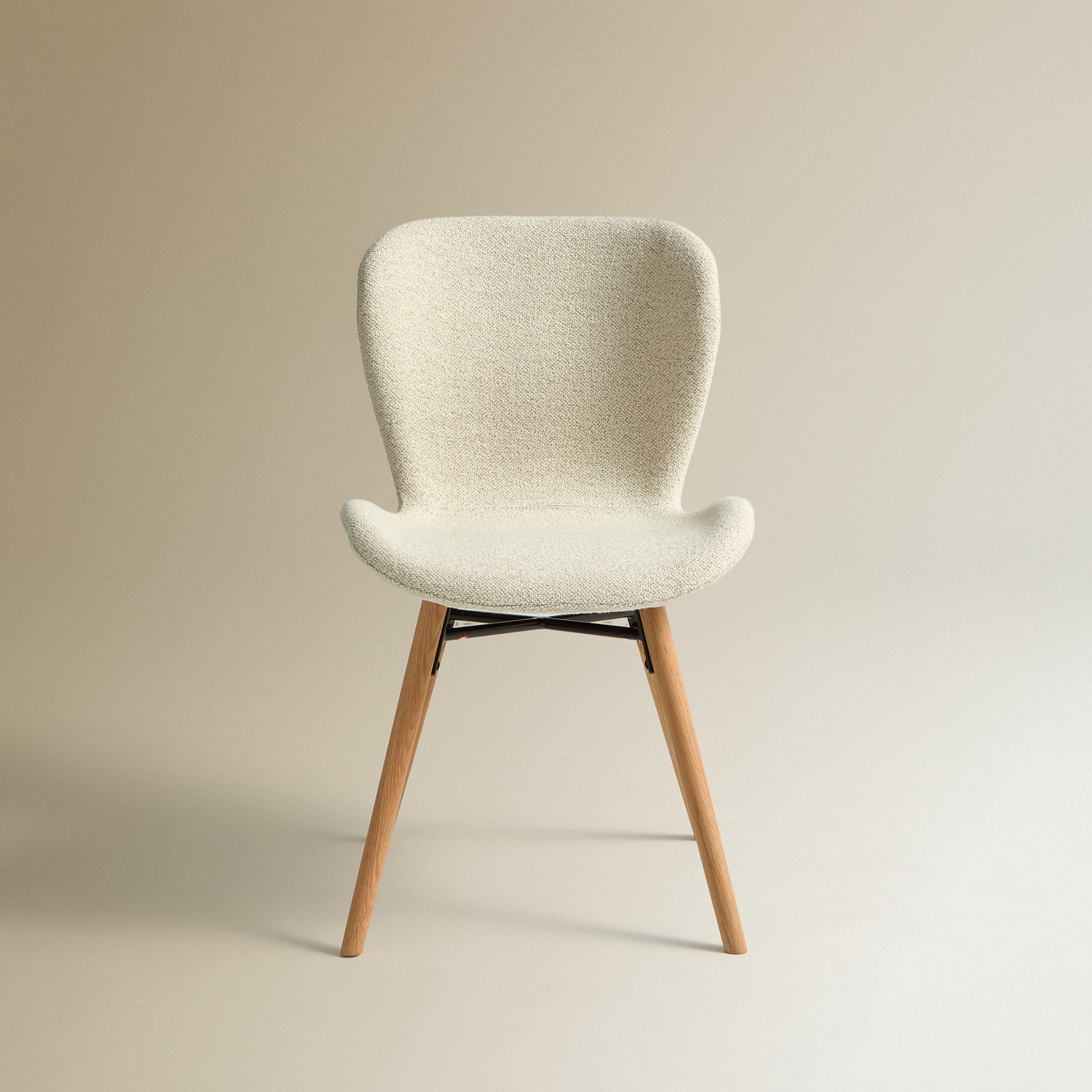 Cadeira de Mesa em Tecido Bouclé Curly Room Branco / Natural-3