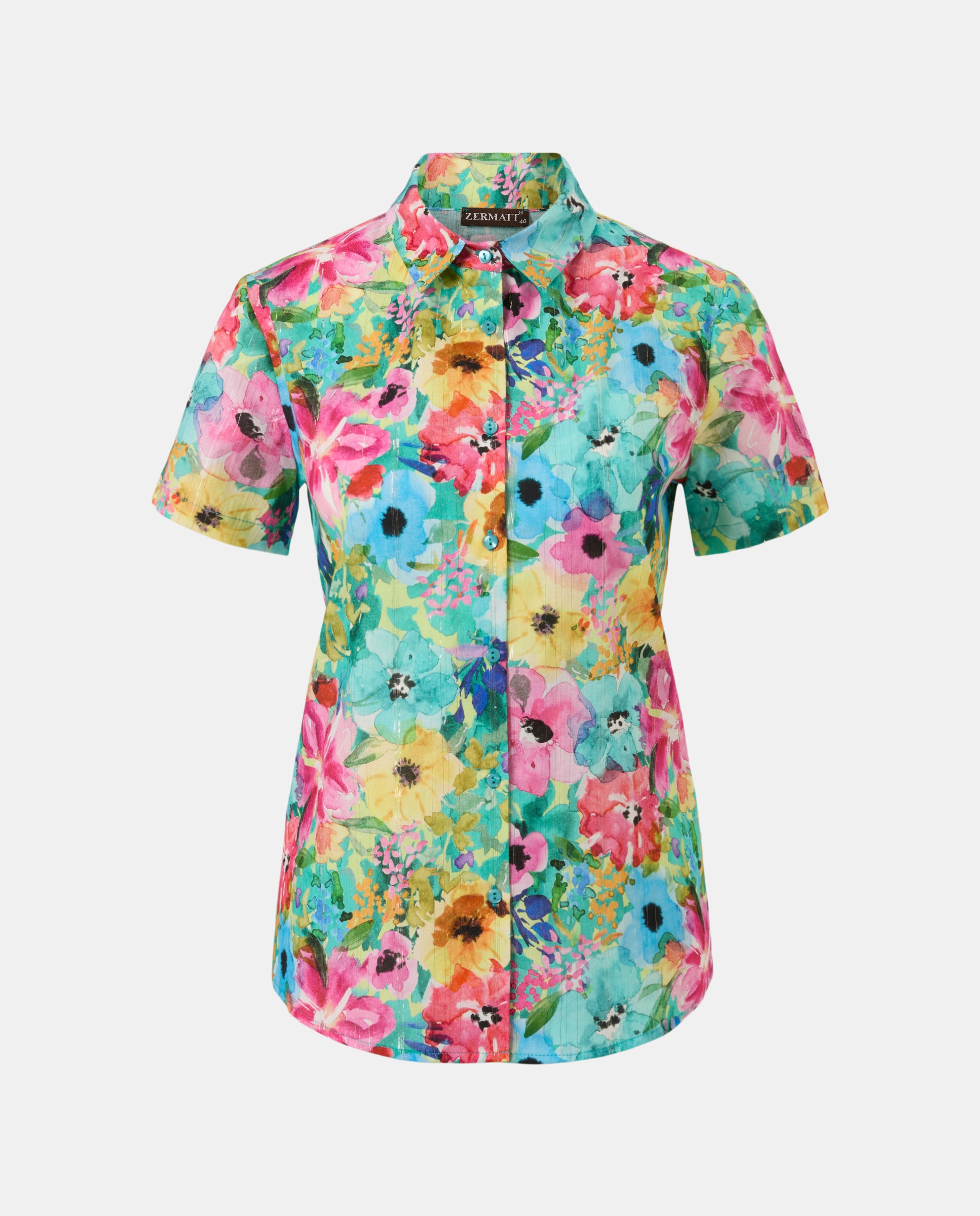 Camisa estampada com manga curta Multicolor-4