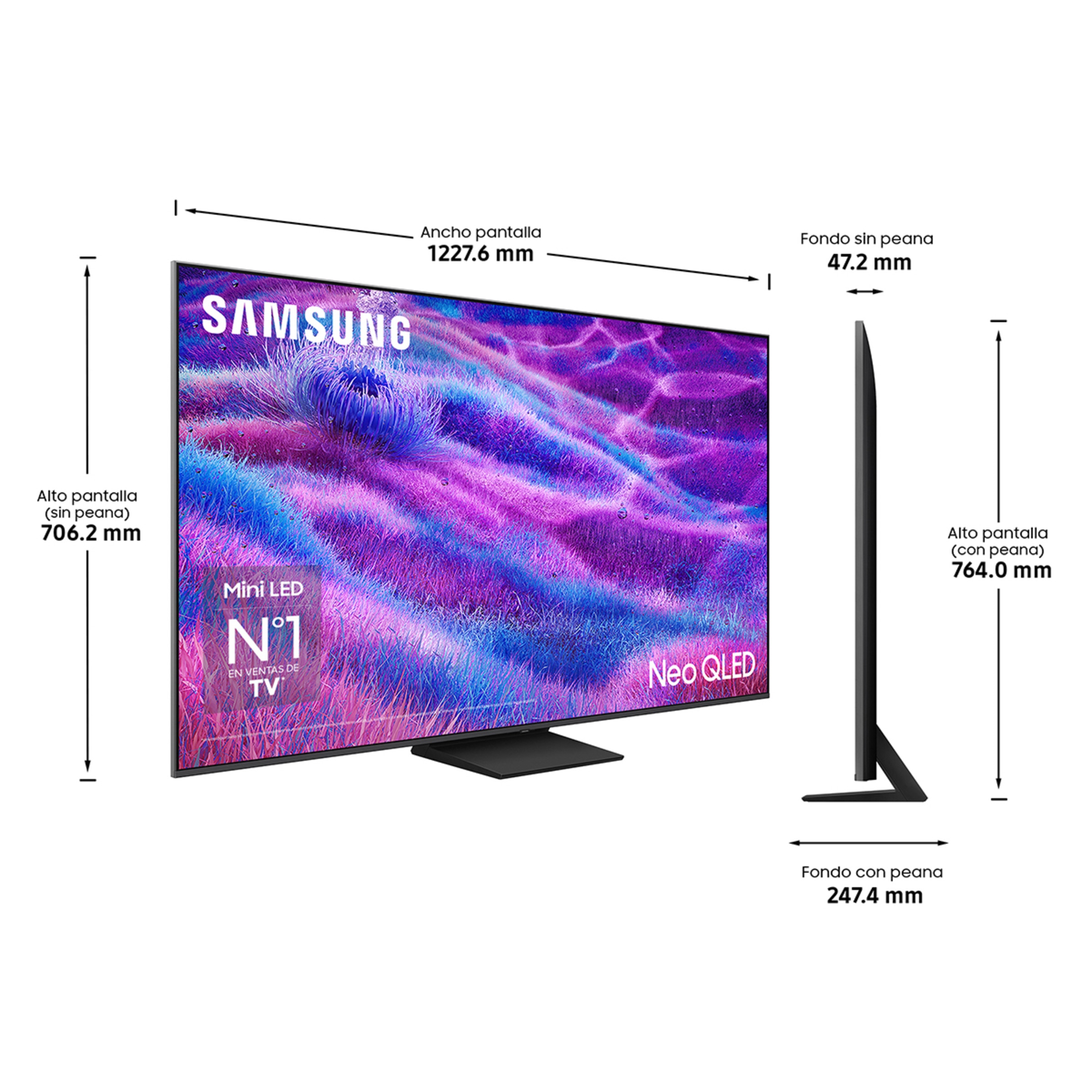 TV Neo QLED MiniLED 163cm (55") Samsung TQ55QN80FAUXXC 4K MiniLED Vision AI Smart TV Plata-2