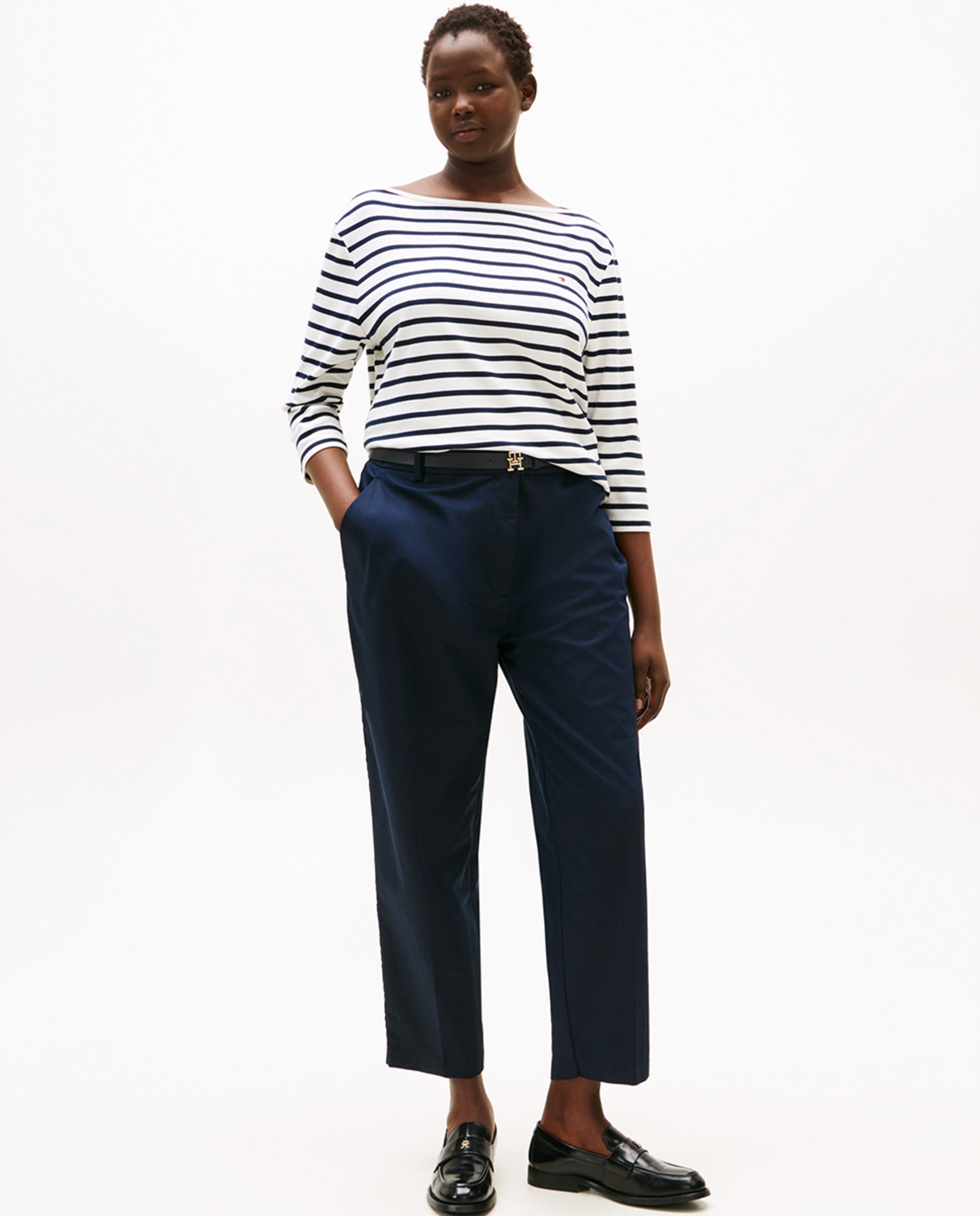 Calças Chino com Silhueta Slim Straight Azul-claro-1