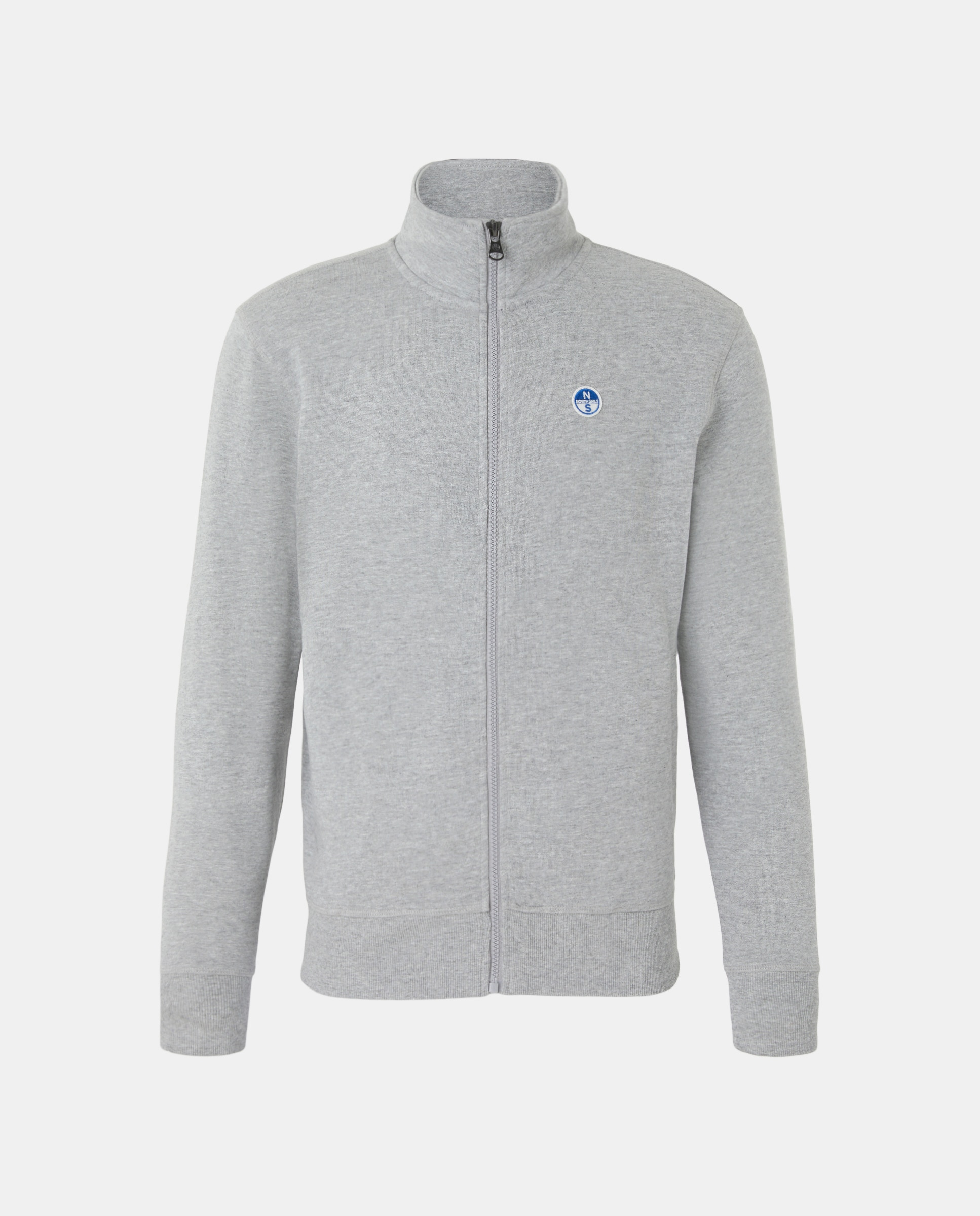 Sweatshirt com Fecho de Correr e em Algodão Orgânico Cinzento-claro-4
